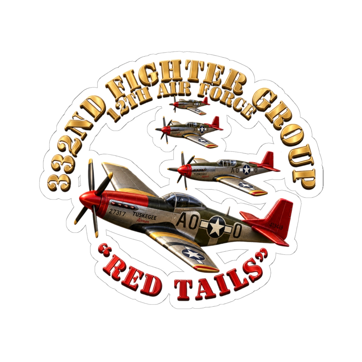 Kiss-Cut Stickers - 332nd Fighter Group Red Tails emblem