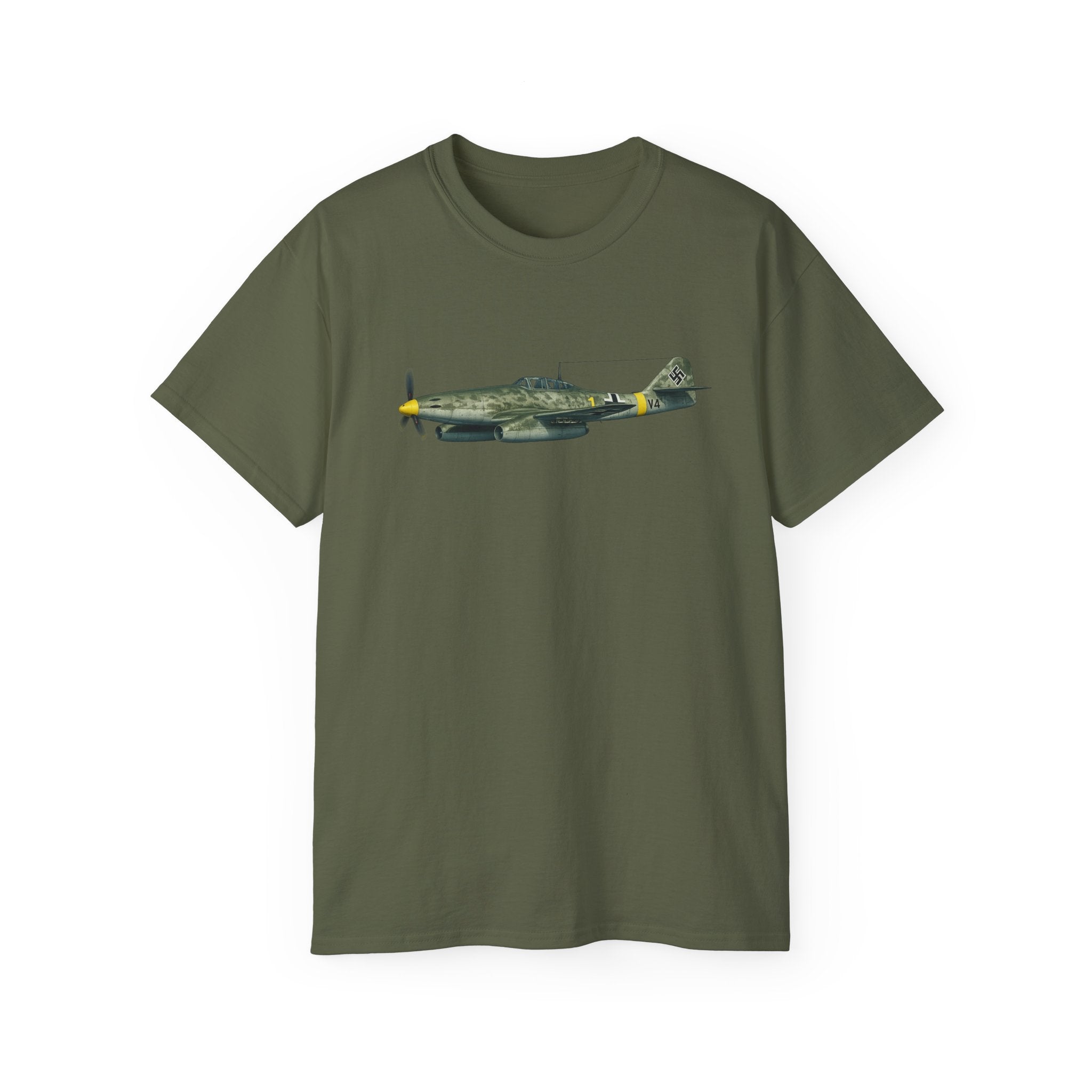 Unisex Ultra Cotton Tee - WWII - Fighter Aircraft - Messerschmitt Me 262 - Profile - Left - In Flight