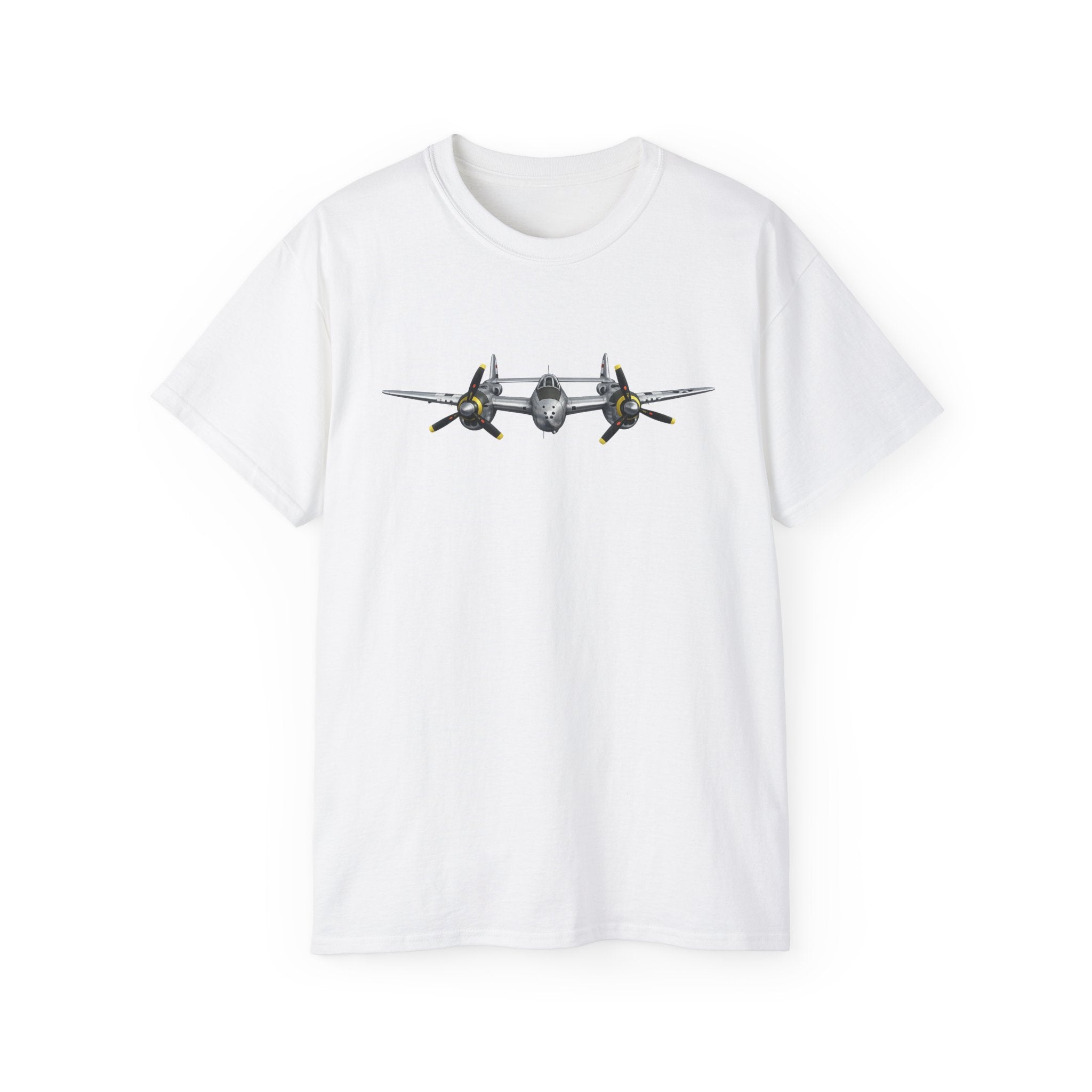 Unisex Ultra Cotton Tee - WWII - Fighter Aircraft - P-38 Lightning - Profile - Head On
