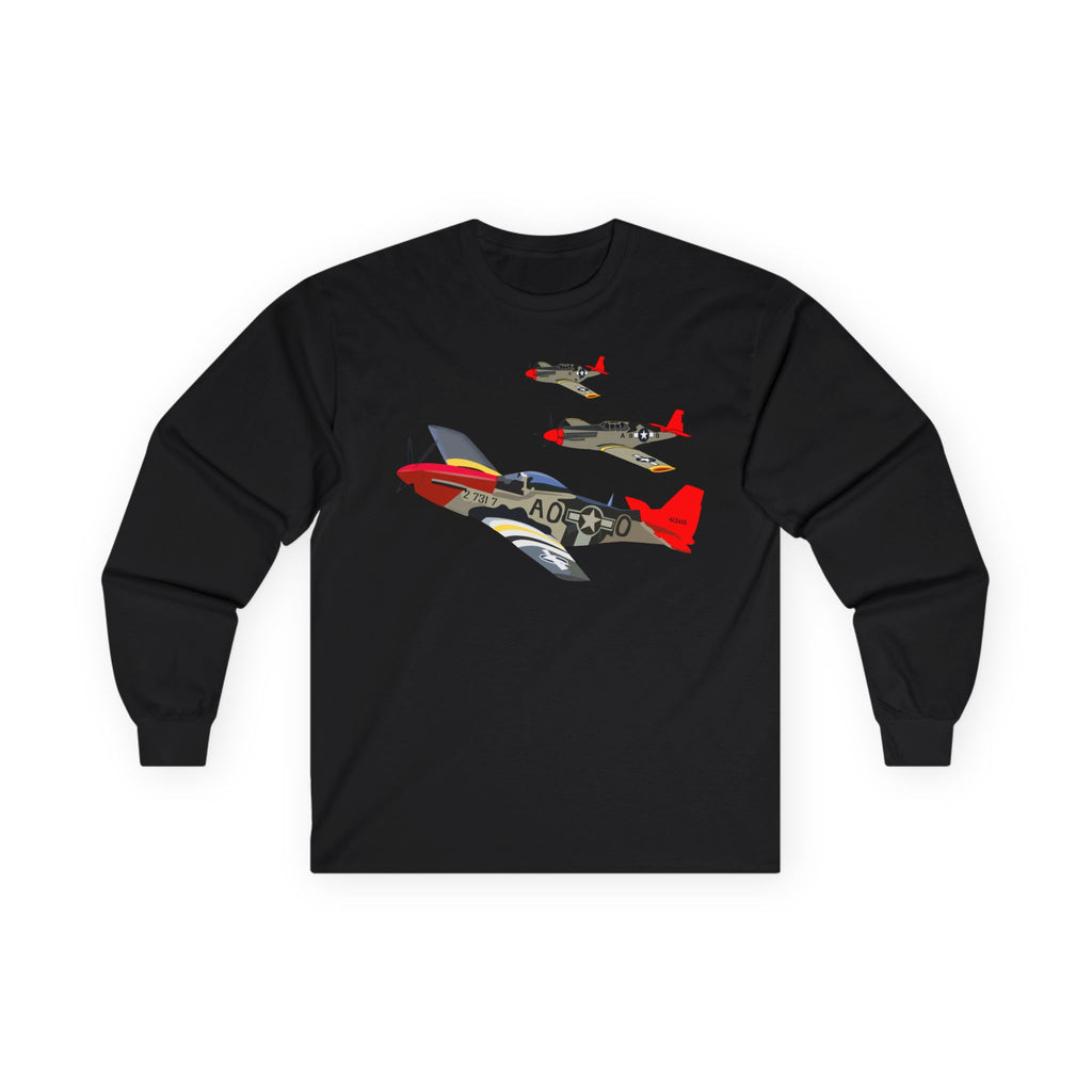 Unisex Long Sleeve Tee - Army - AAC - 332nd Fighter Group - 12th AF - Red Tails wo Txt