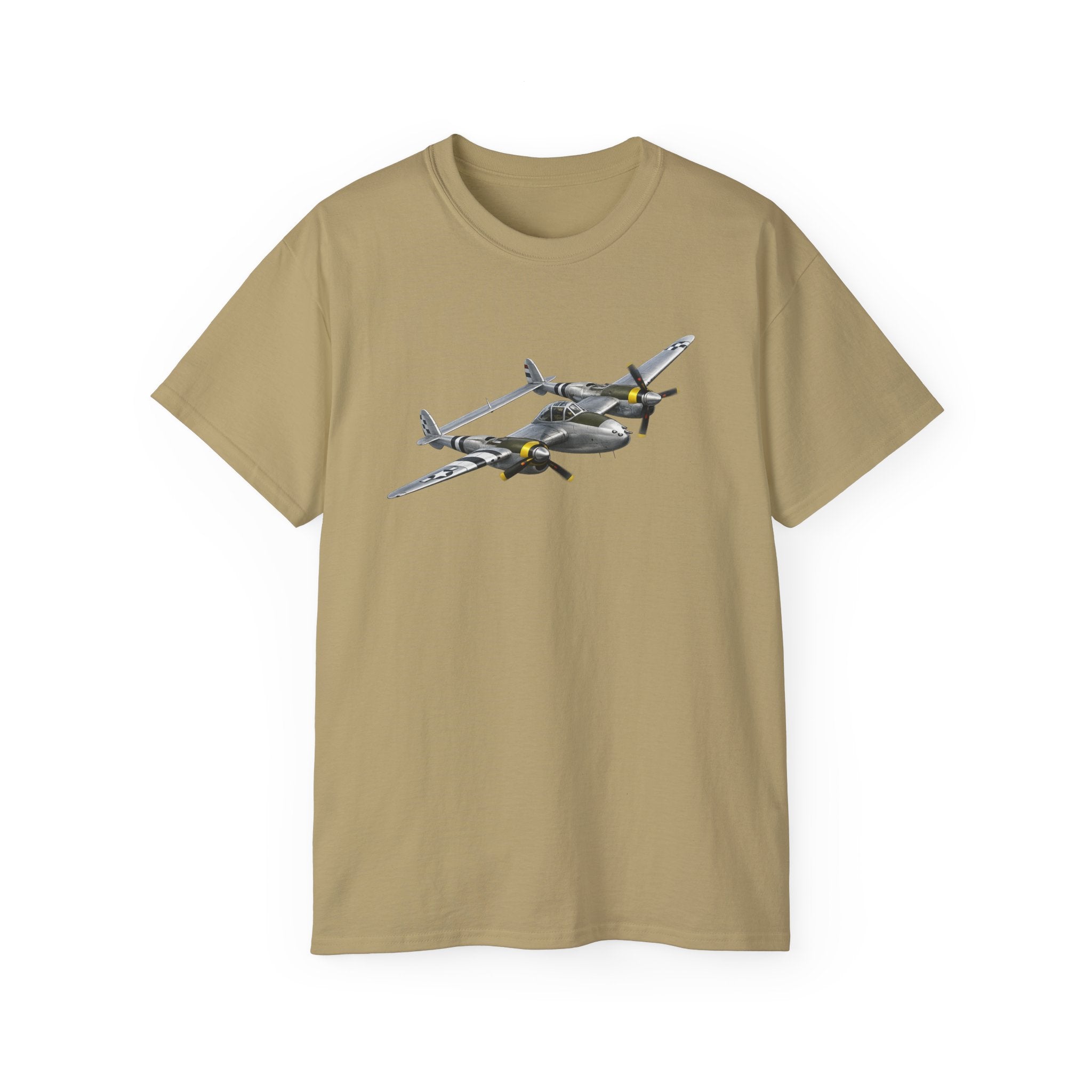 Unisex Ultra Cotton Tee - WWII - Fighter Aircraft - P-38 Lightning - Profile - Banking Right