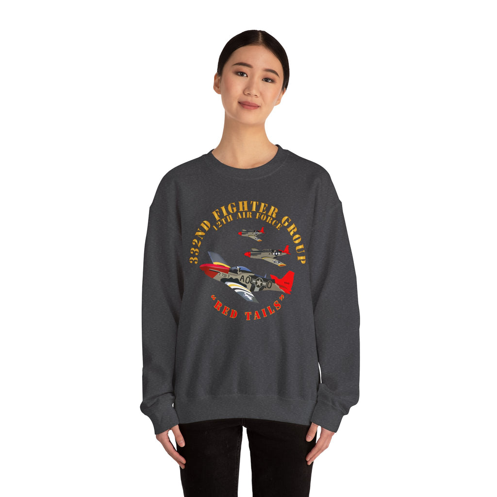 Crewneck Sweatshirt - Army - AAC - 332nd Fighter Group - 12th AF - Red Tails