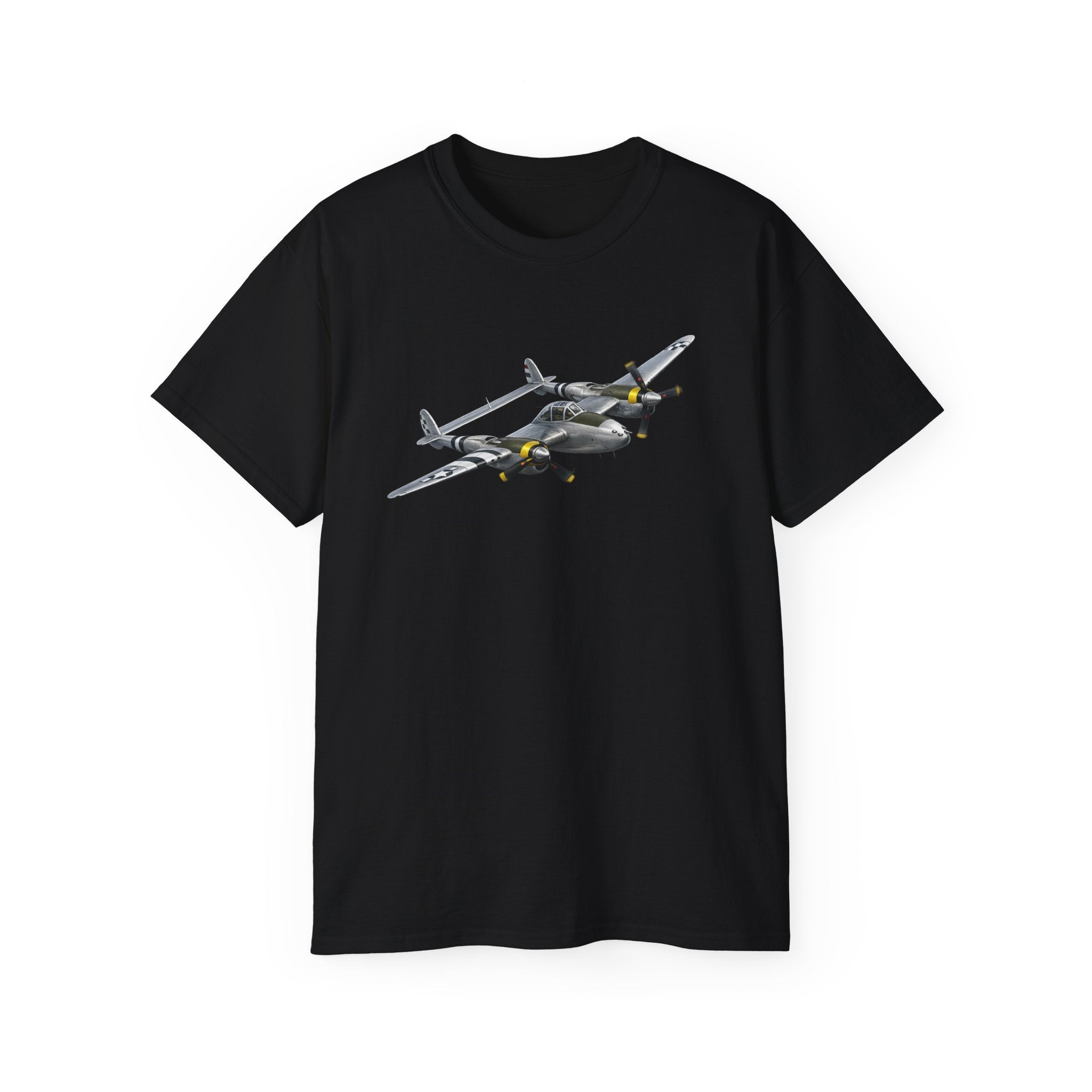 Unisex Ultra Cotton Tee - WWII - Fighter Aircraft - P-38 Lightning - Profile - Banking Right
