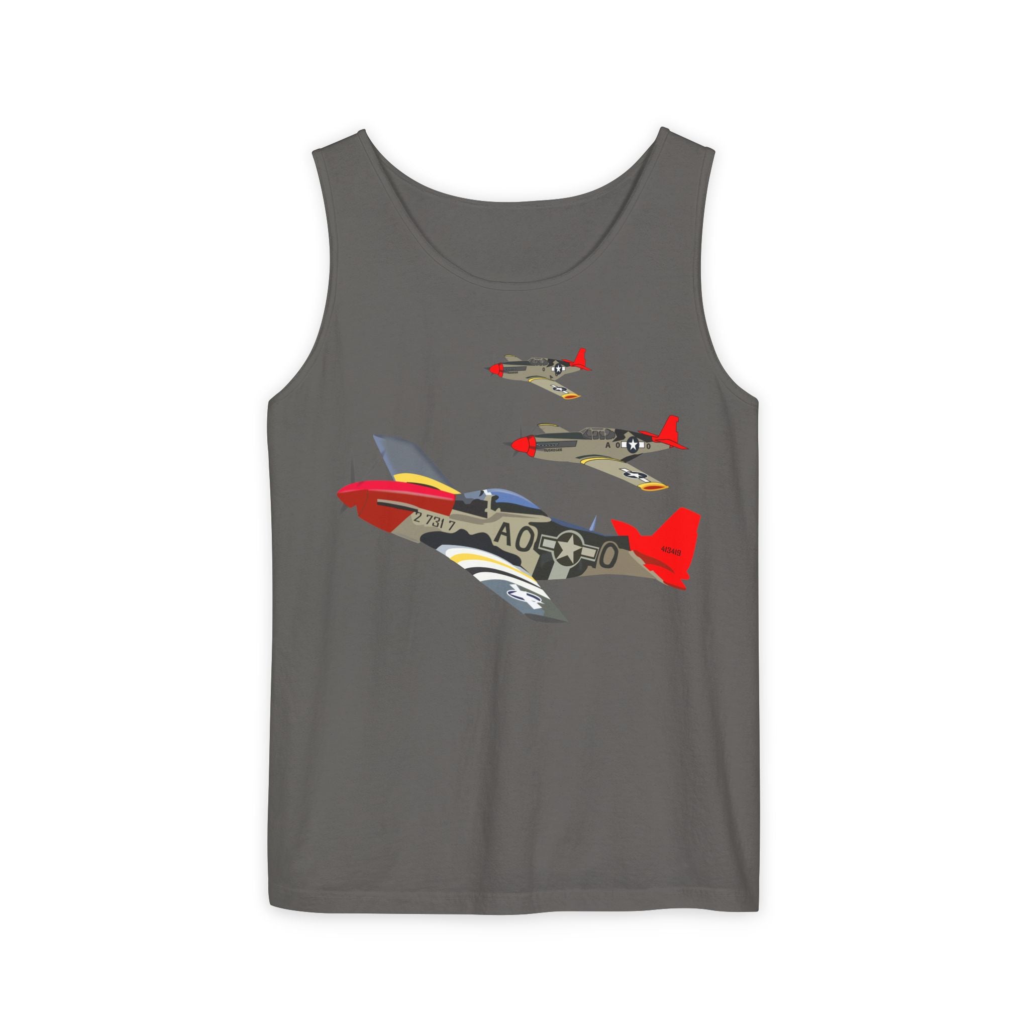 Unisex Garment-Dyed Tank Top - Army - AAC - 332nd Fighter Group - 12th AF - Red Tails wo Txt