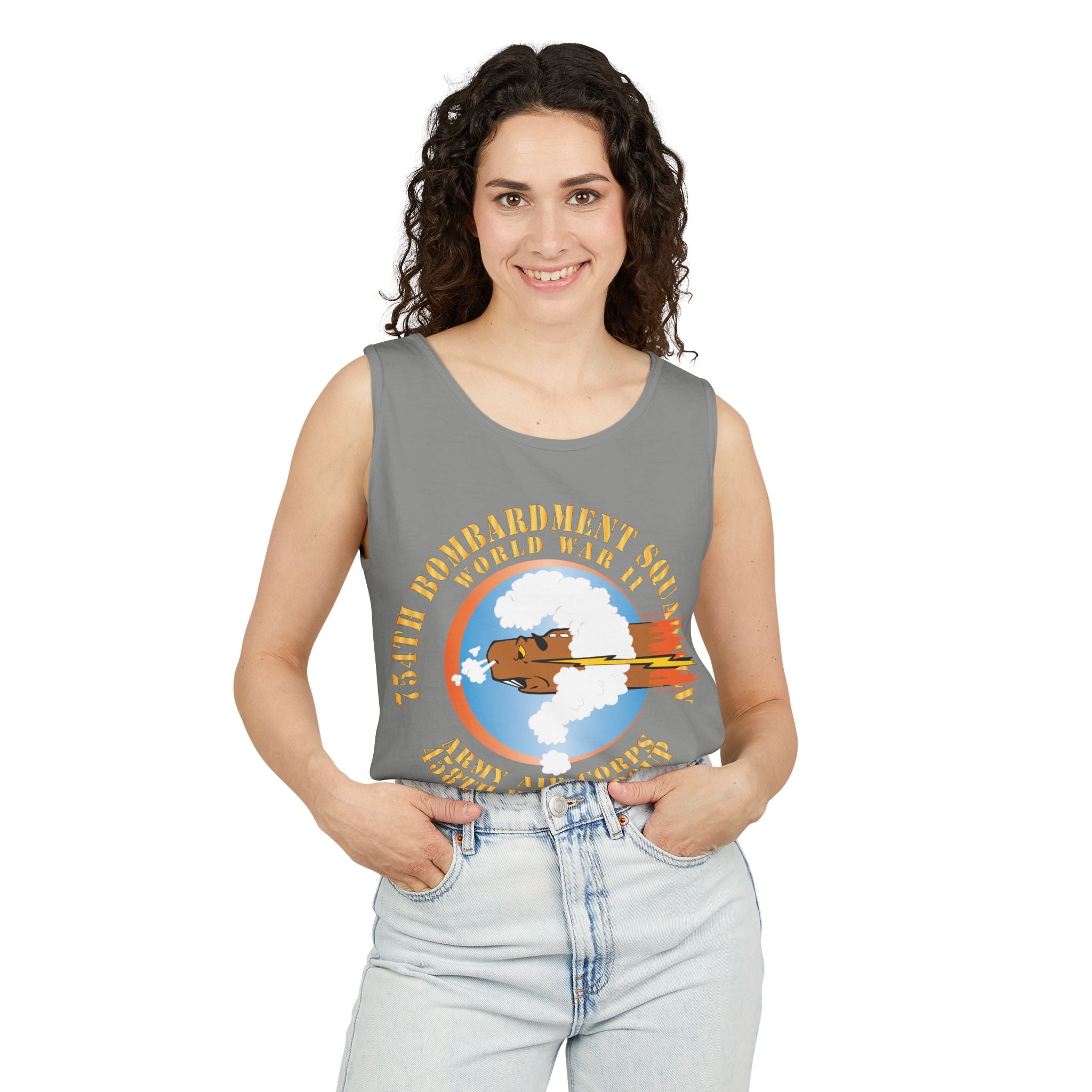 Unisex Garment-Dyed Tank Top - AAC - 754th Bombardment Squadron - 458th Bomb Group - WWII w EUR SVC X 300