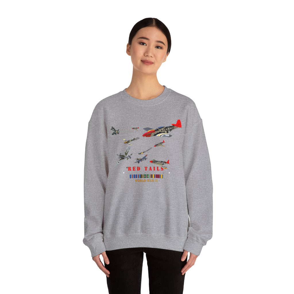 Crewneck Sweatshirt - Army - AAC - 332nd Fighter Group - Red Tails - At War
