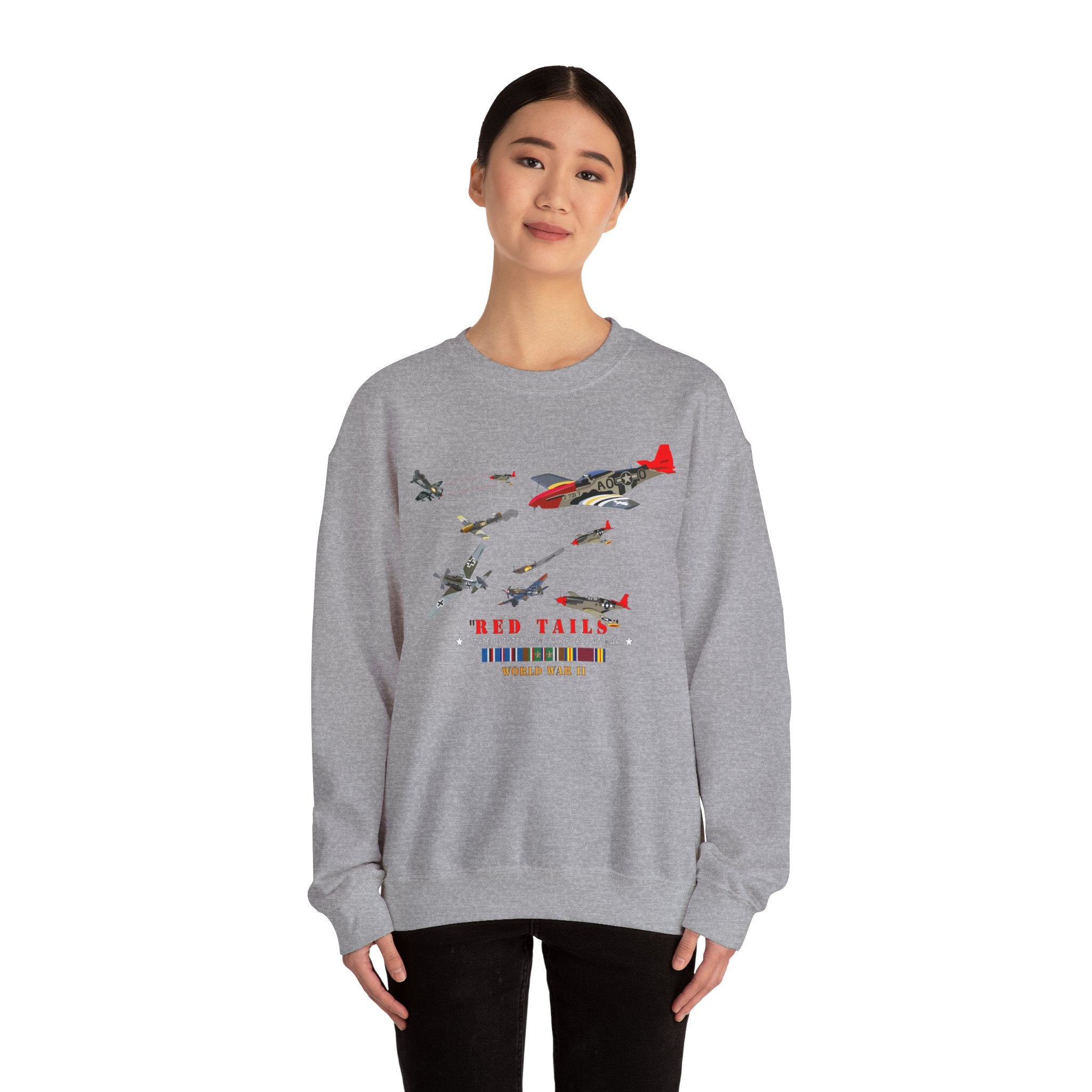 Crewneck Sweatshirt - Army - AAC - 332nd Fighter Group - Red Tails - At War