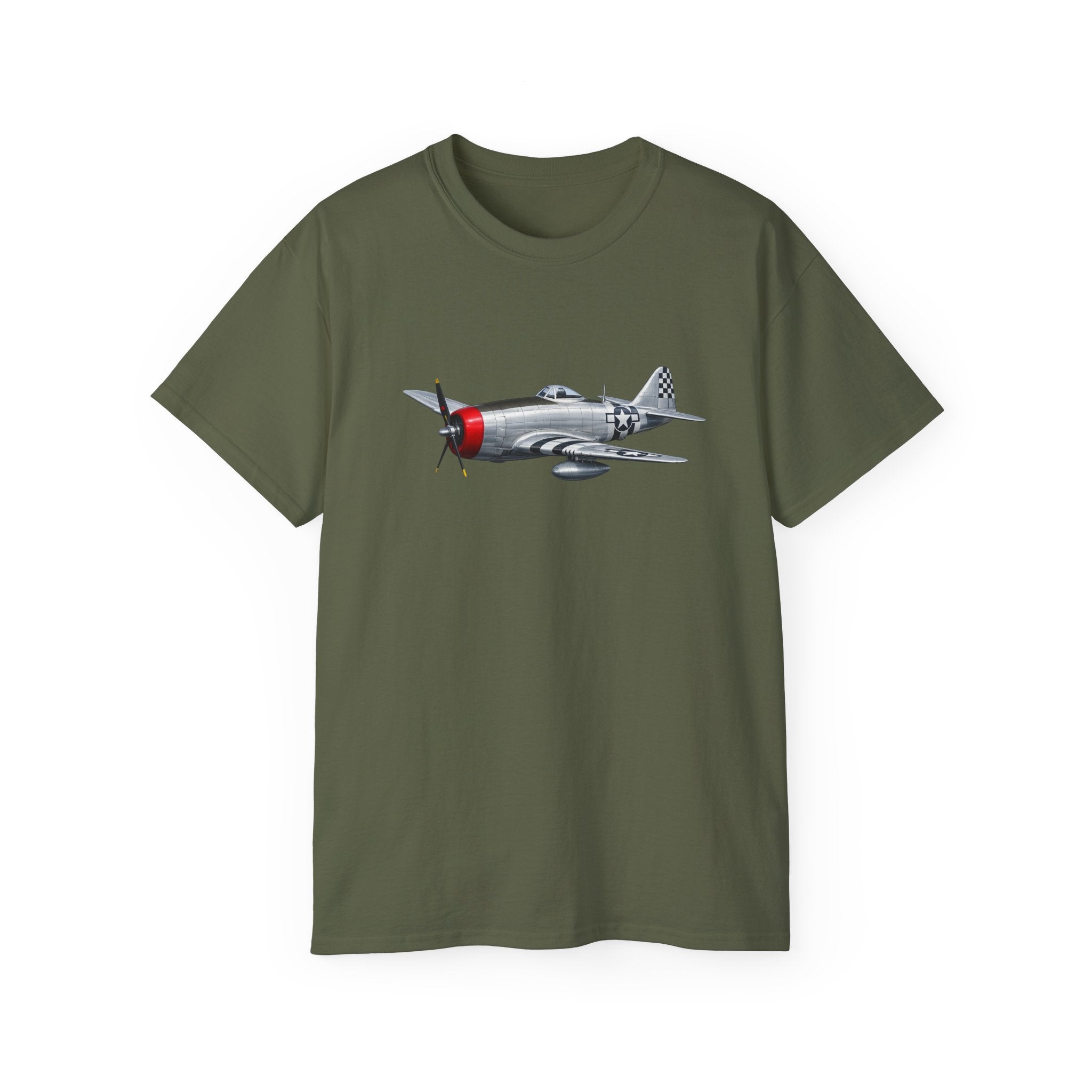 Unisex Ultra Cotton Tee - WWII - Fighter Aircraft - P- 47 thunderbolt - Profile - Three-Quarter Front