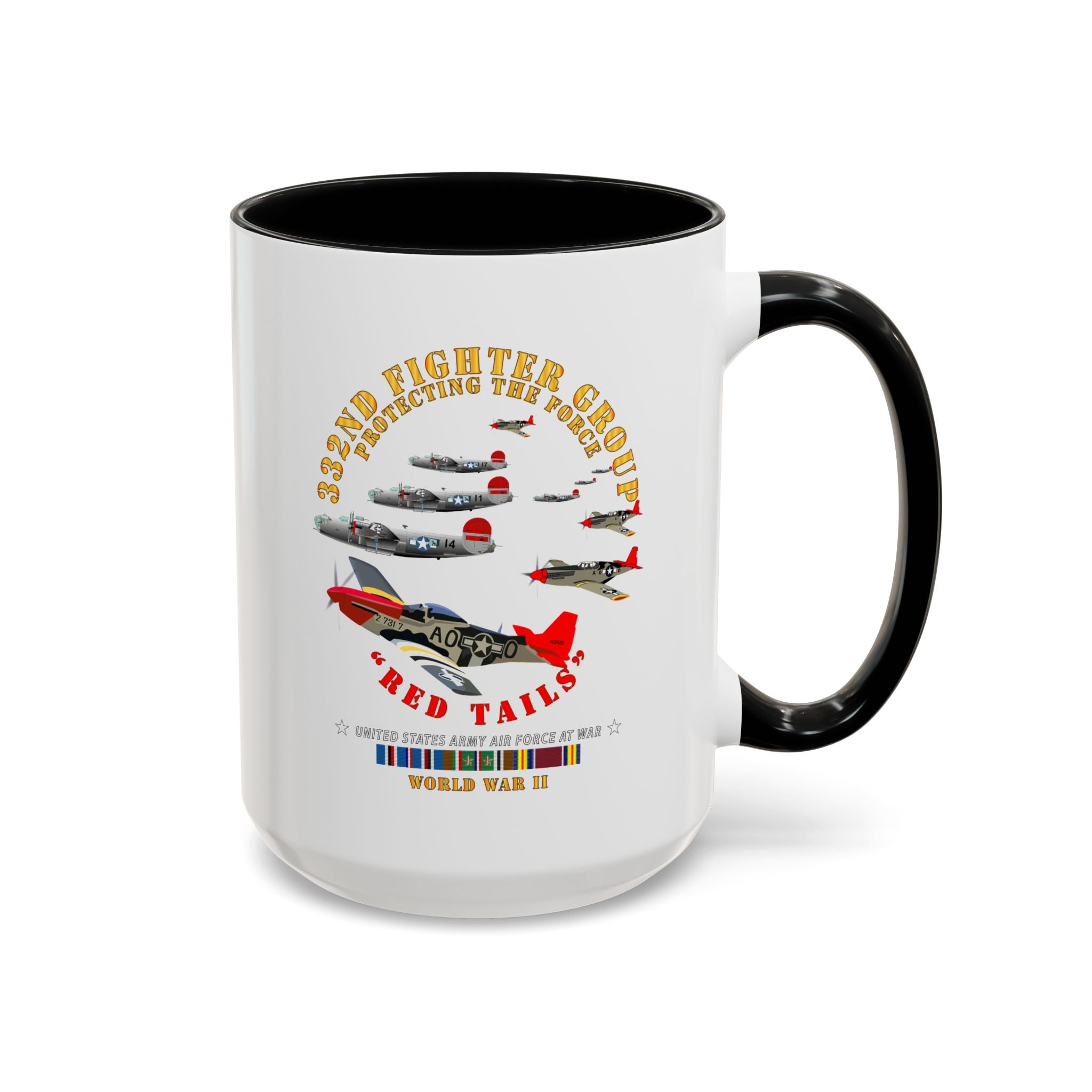 Accent Coffee Mug - Army - AAC - 332nd Fighter Group - Red Tails - Protect Force