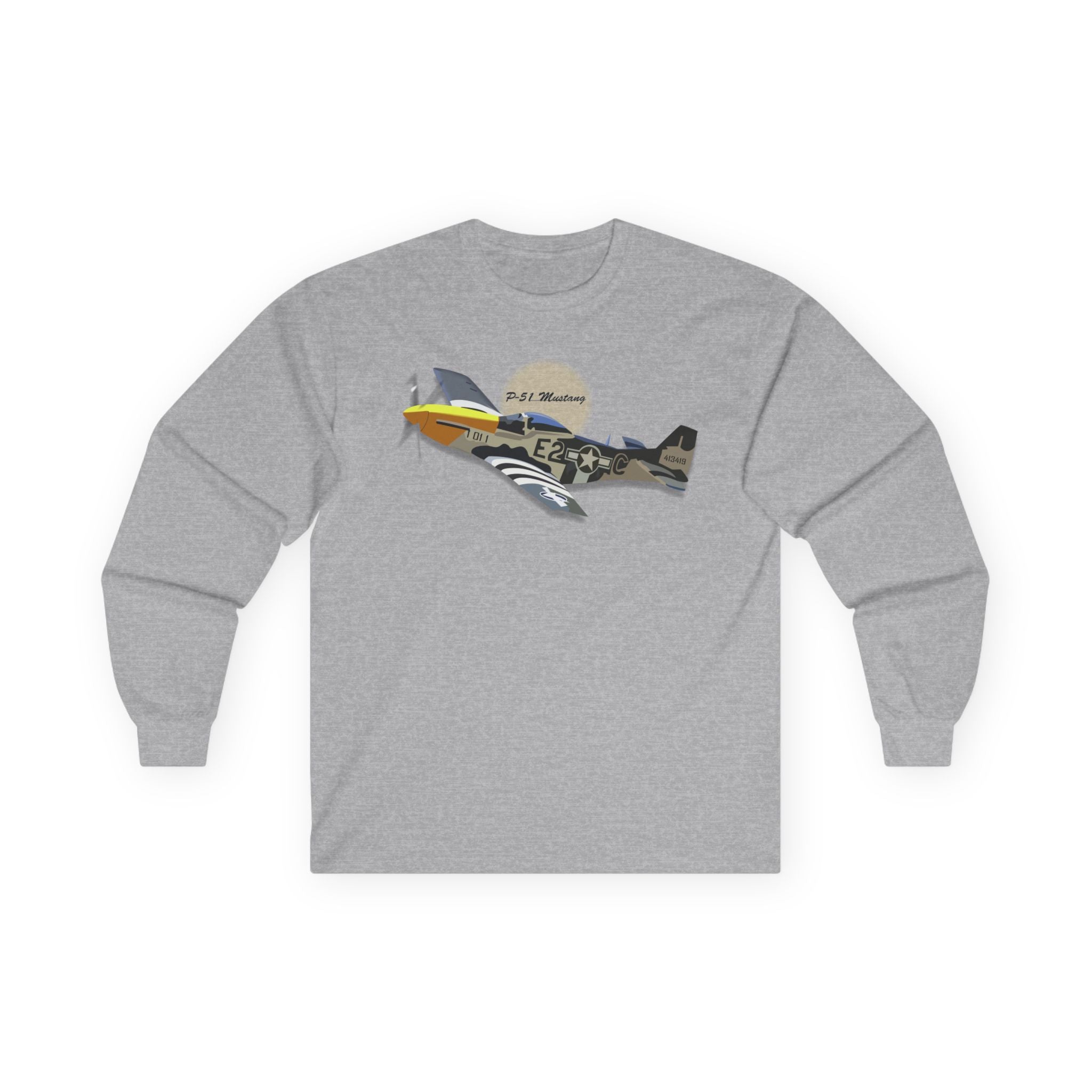 Unisex Long Sleeve Tee - Army Air Corps P-51 Mustang wo AAC X 300