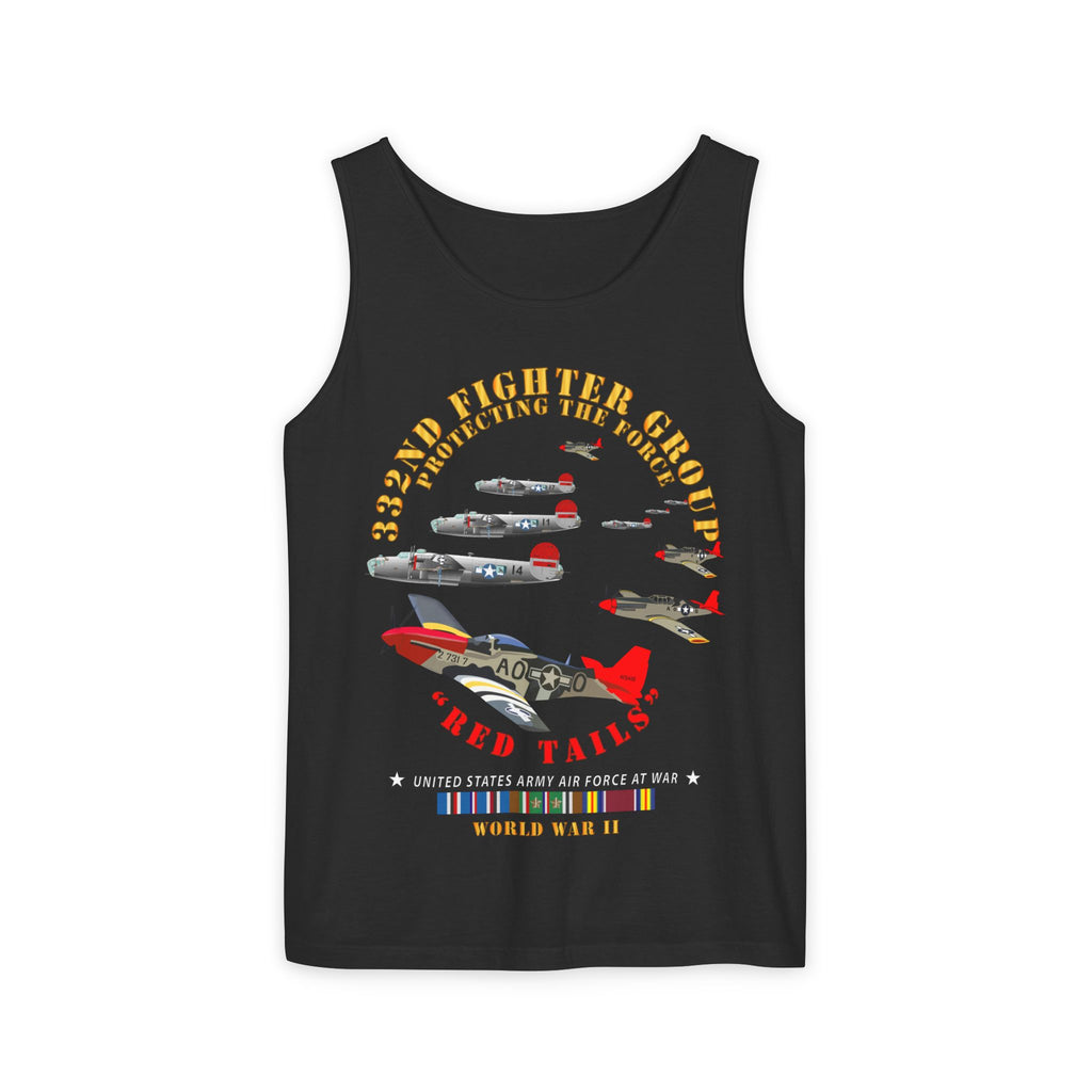 Unisex Garment-Dyed Tank Top - Army - AAC - 332nd Fighter Group - Red Tails - Protect Force