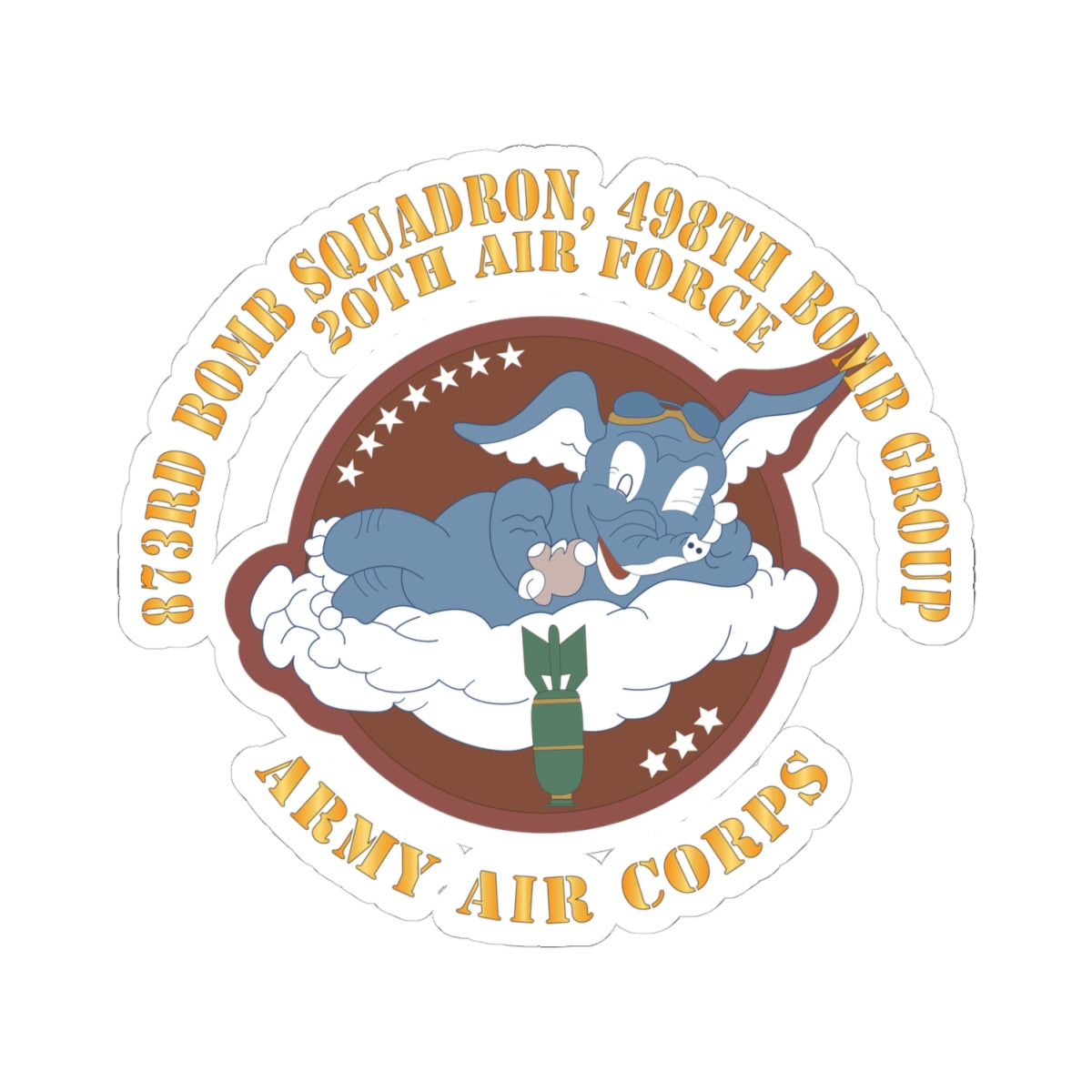 Kiss-Cut Stickers - AAC - 873rd Bomb Squadron, 498th Bomb Group - 20th AAF X 300