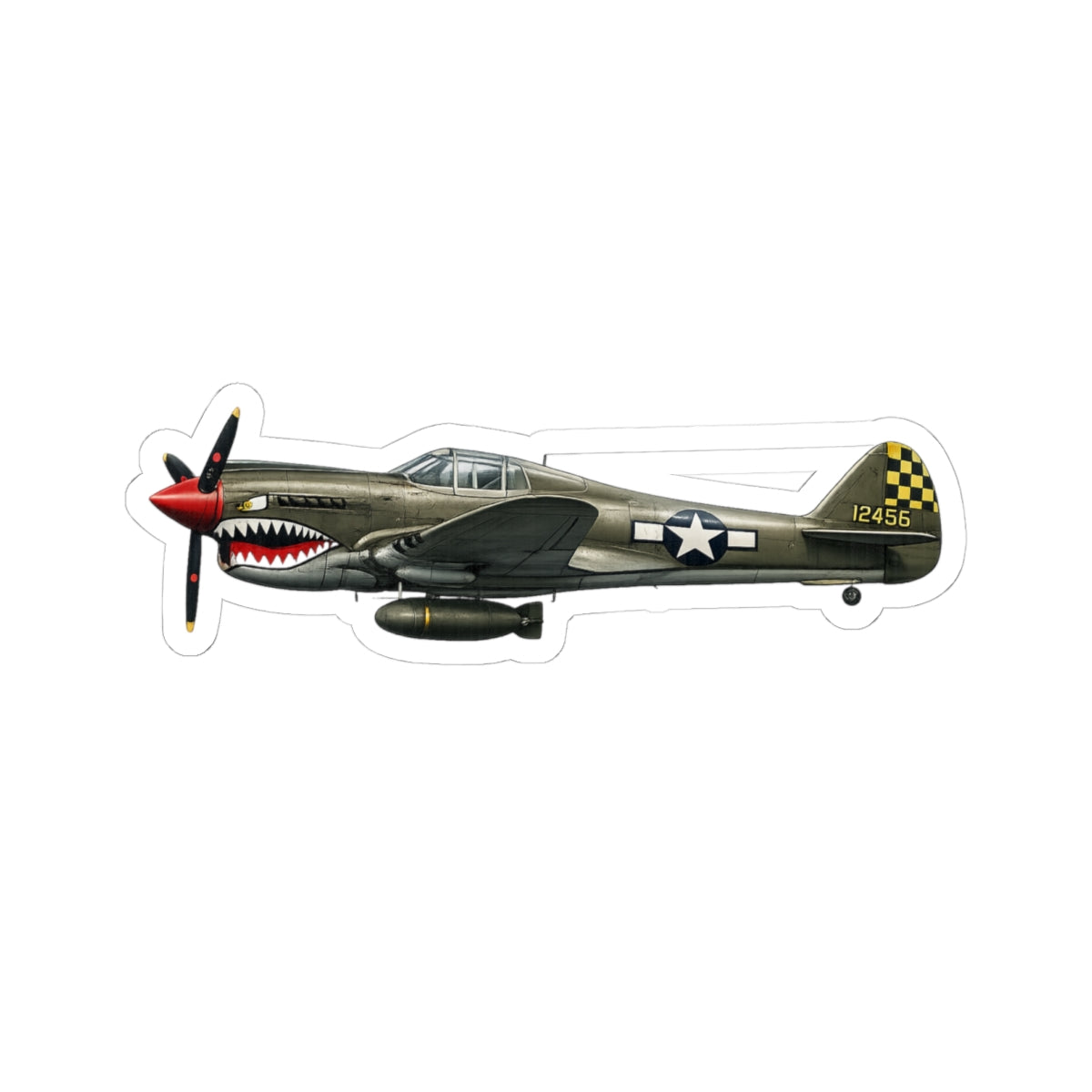 Kiss-Cut Stickers - WWII - Fighter Aircraft - P-40 Warhawk - Profile - Left