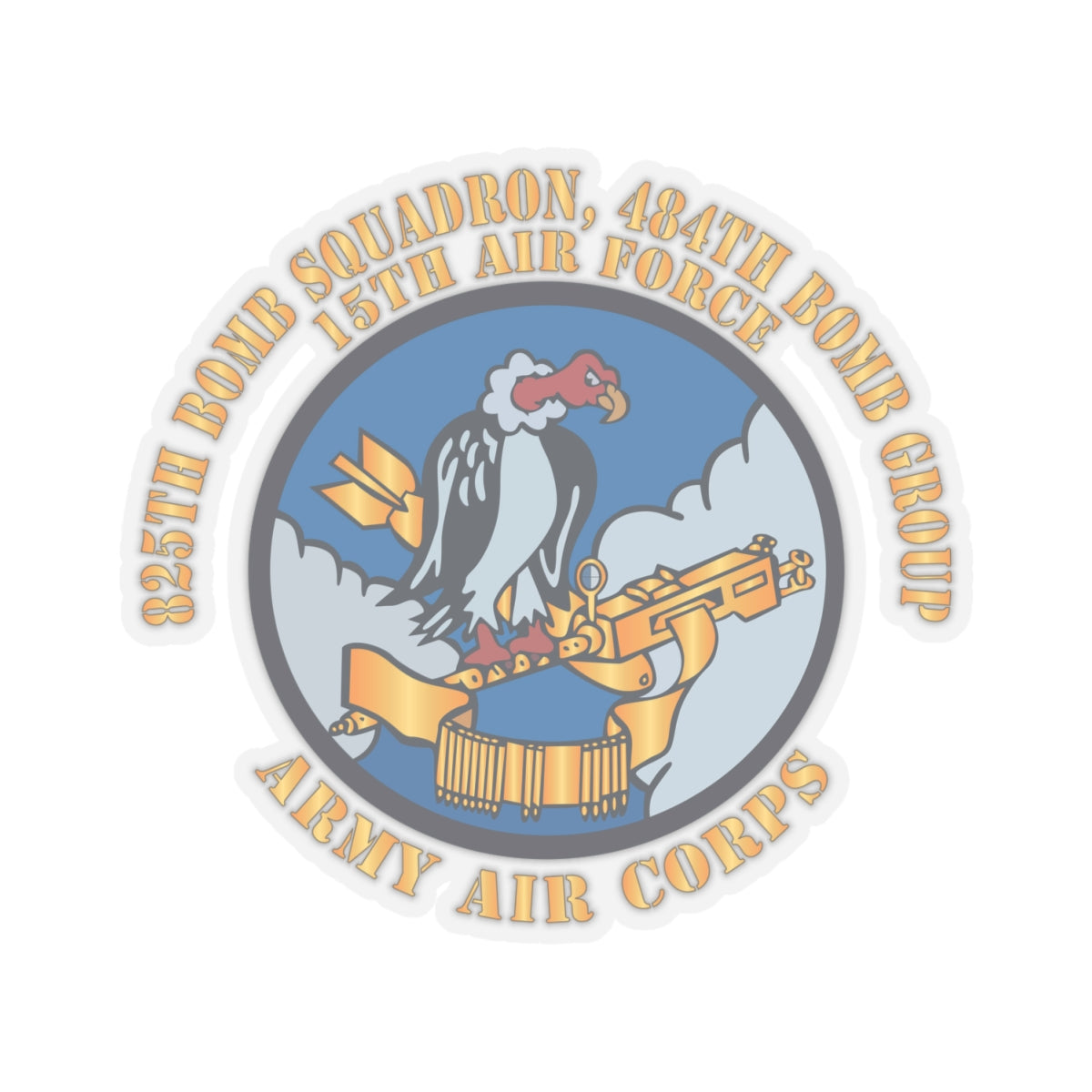 Kiss-Cut Stickers - AAC - 825th Bomb Squadron, 484th Bomb Group - 15th AAF X 300