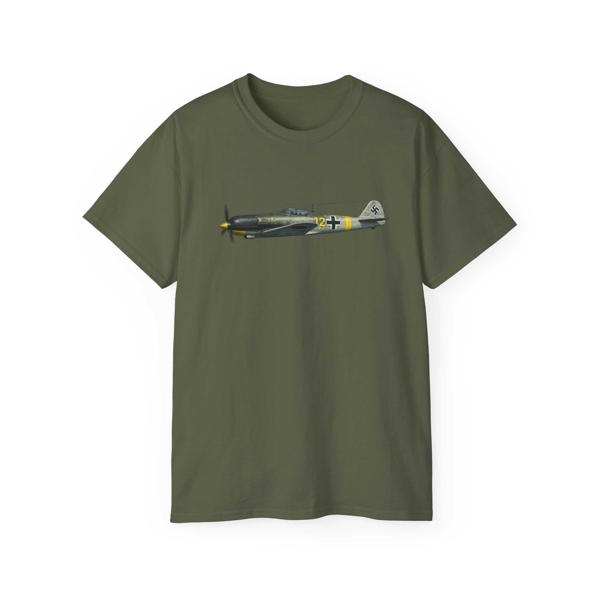 Unisex Ultra Cotton Tee - WWII - Fighter Aircraft - Messerschmitt Bf 109 - Profile - Left - In Flight