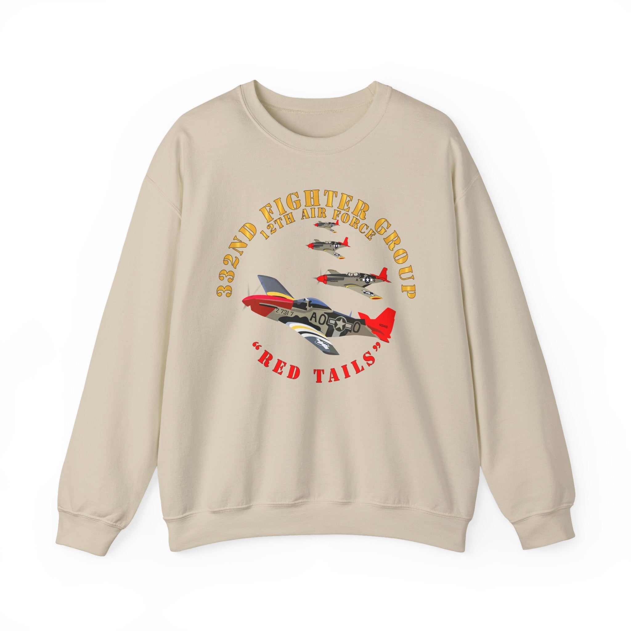 Crewneck Sweatshirt - Army - AAC - 332nd Fighter Group - 12th AF - Red Tails v1