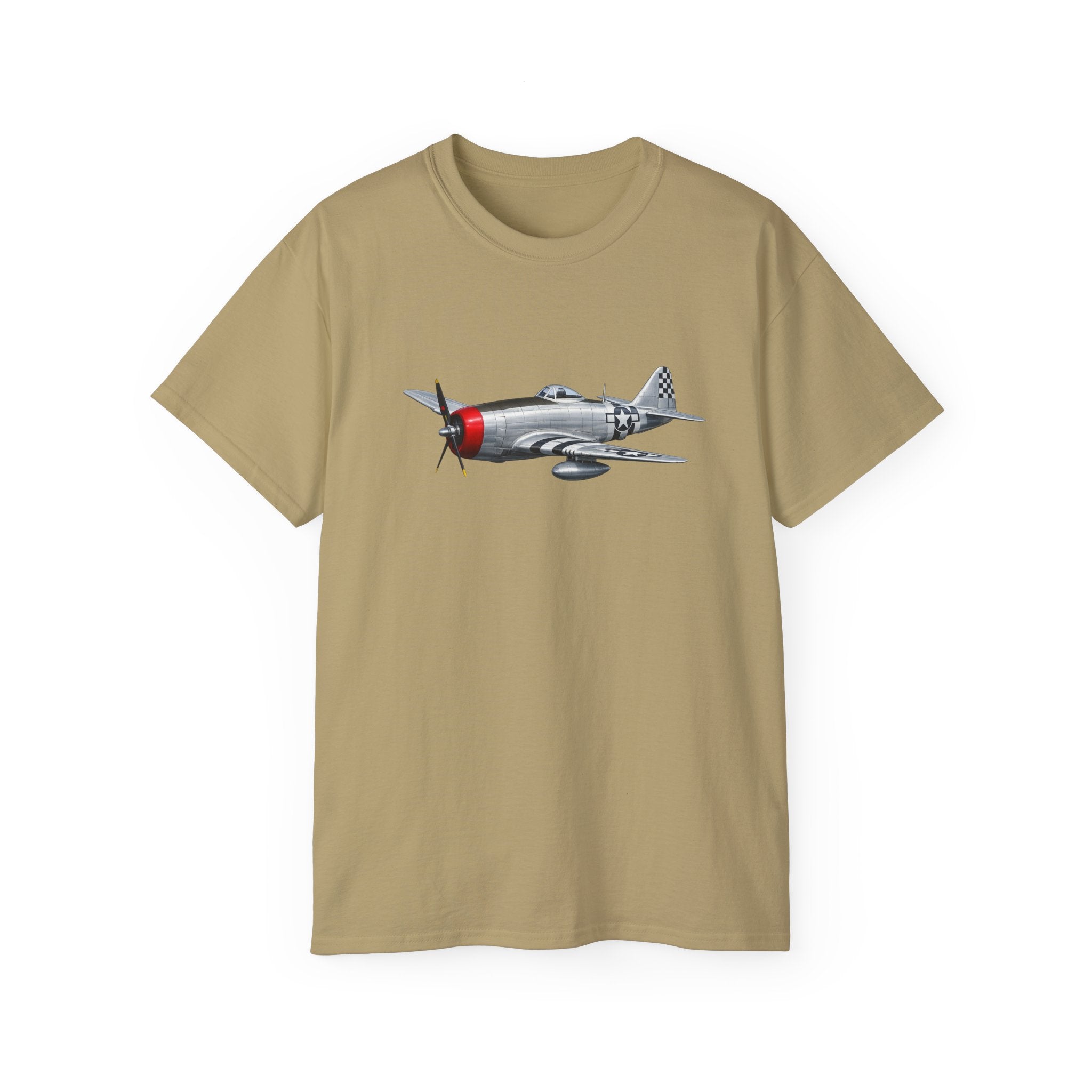 Unisex Ultra Cotton Tee - WWII - Fighter Aircraft - P- 47 thunderbolt - Profile - Three-Quarter Front