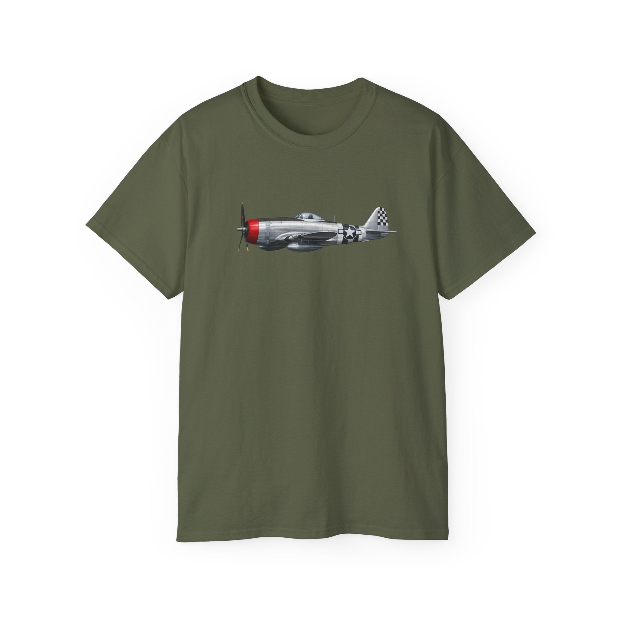 Unisex Ultra Cotton Tee - WWII - Fighter Aircraft - P- 47 thunderbolt - Profile - Left