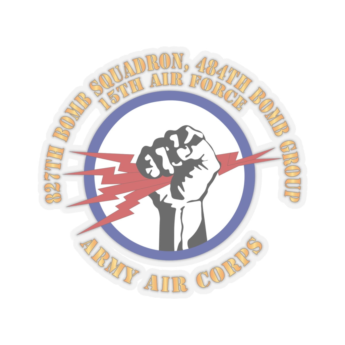 Kiss-Cut Stickers - AAC - 827th Bomb Squadron, 484th Bomb Group - 15th AAF X 300