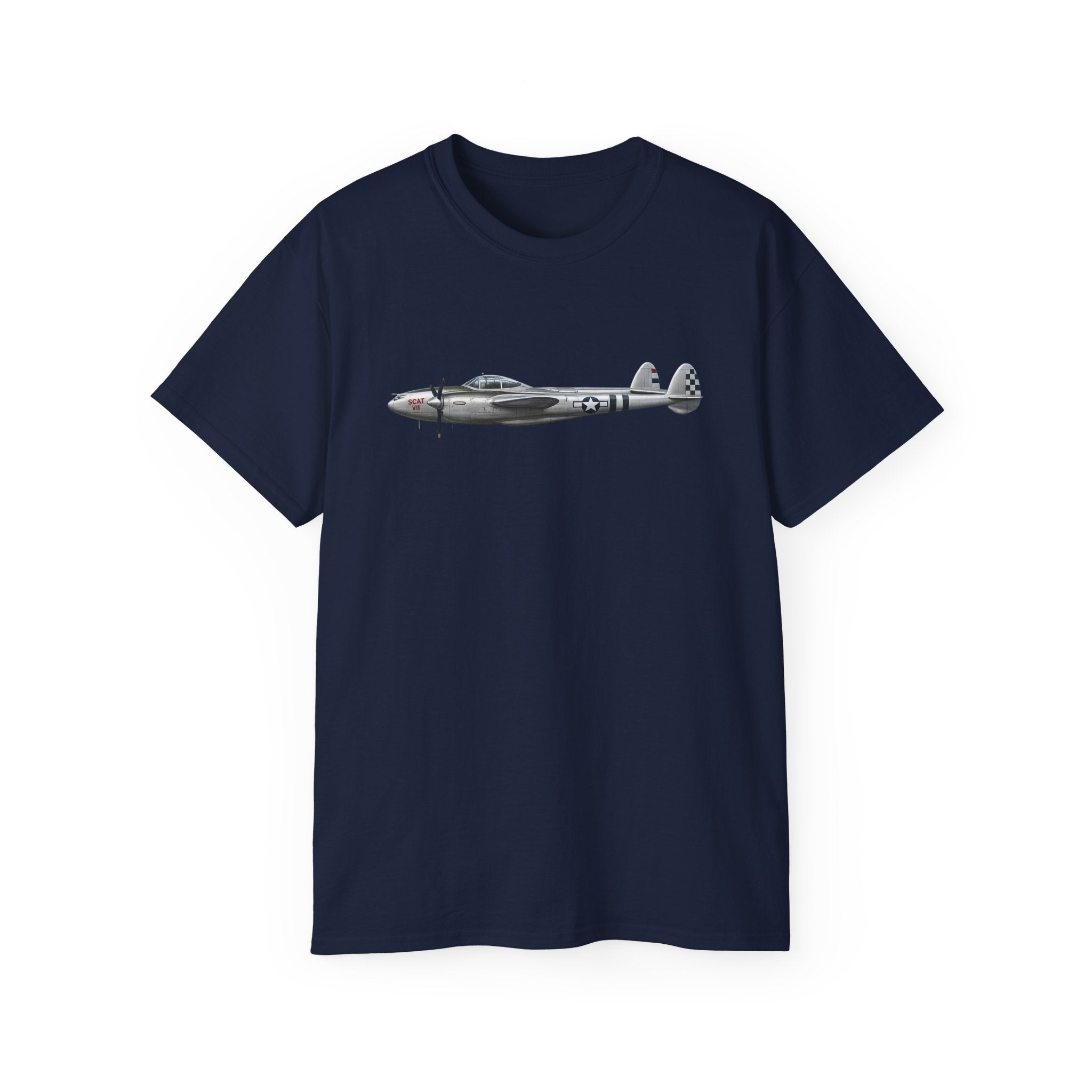 Unisex Ultra Cotton Tee - WWII - Fighter Aircraft - P-38 Lightning - Profile - Left