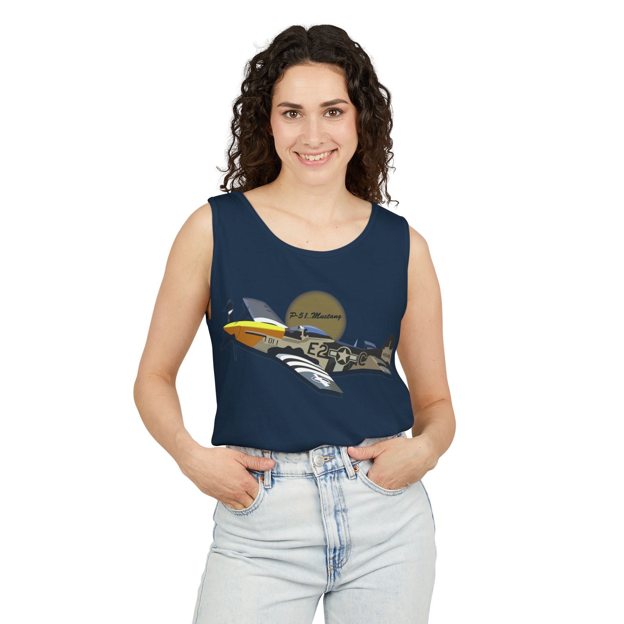 Unisex Garment-Dyed Tank Top - Army Air Corps P-51 Mustang wo AAC X 300