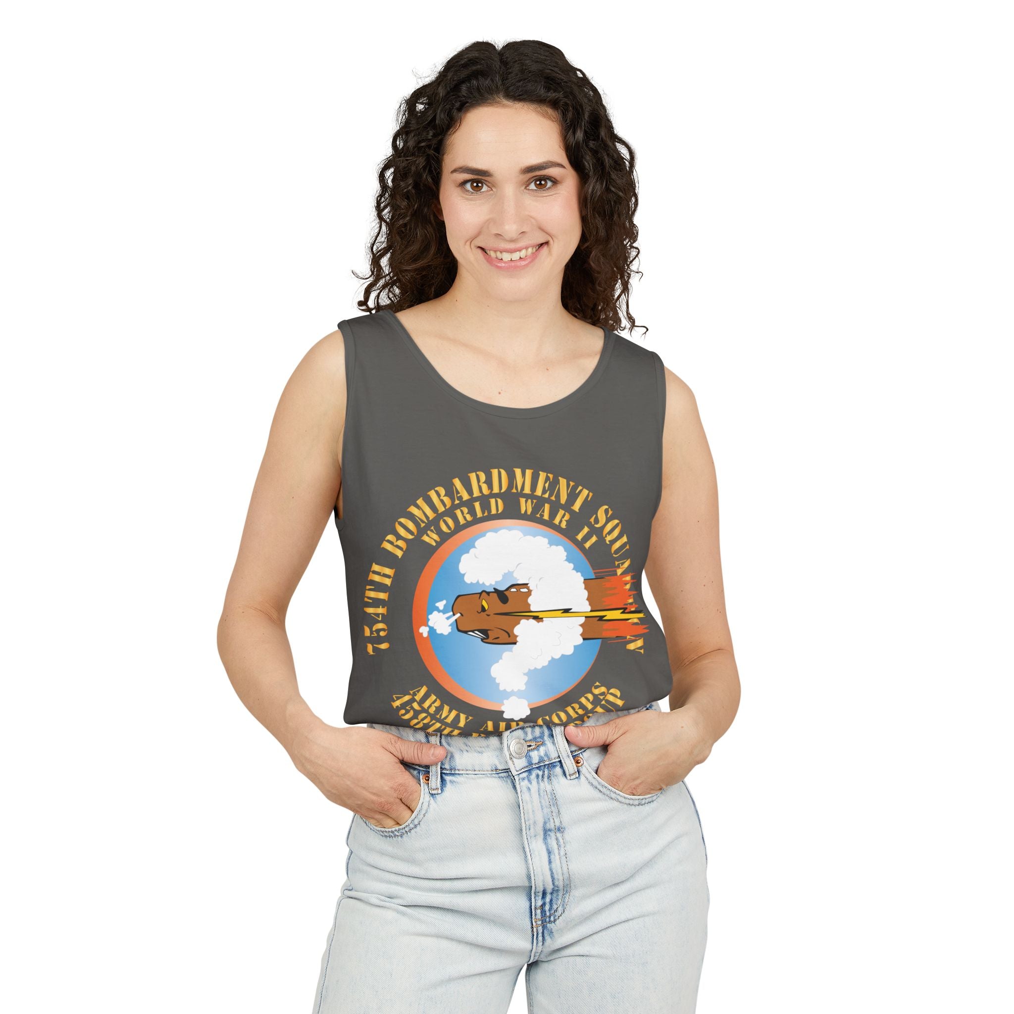 Unisex Garment-Dyed Tank Top - AAC - 754th Bombardment Squadron - 458th Bomb Group - WWII w EUR SVC X 300