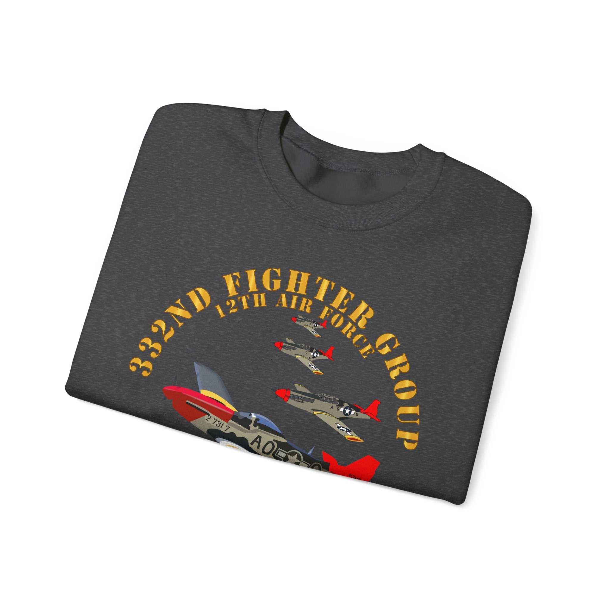 Crewneck Sweatshirt - Army - AAC - 332nd Fighter Group - 12th AF - Red Tails v1