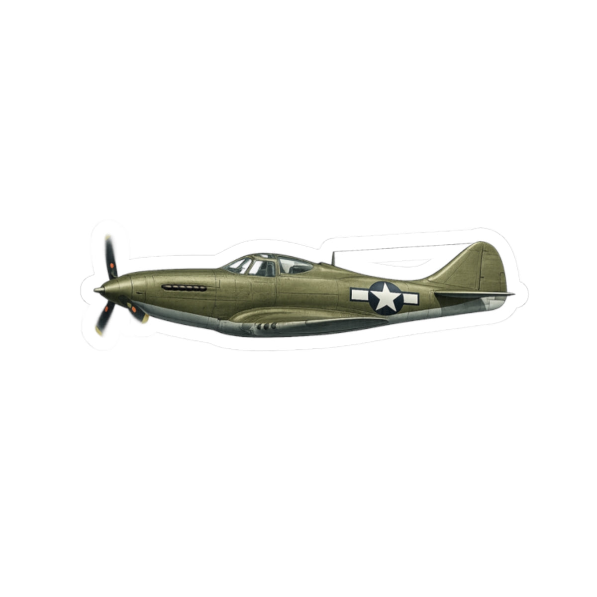 Kiss-Cut Stickers - WWII - Fighter Aircraft - P-63 Kingcobra - Profile - Left - In-Flight