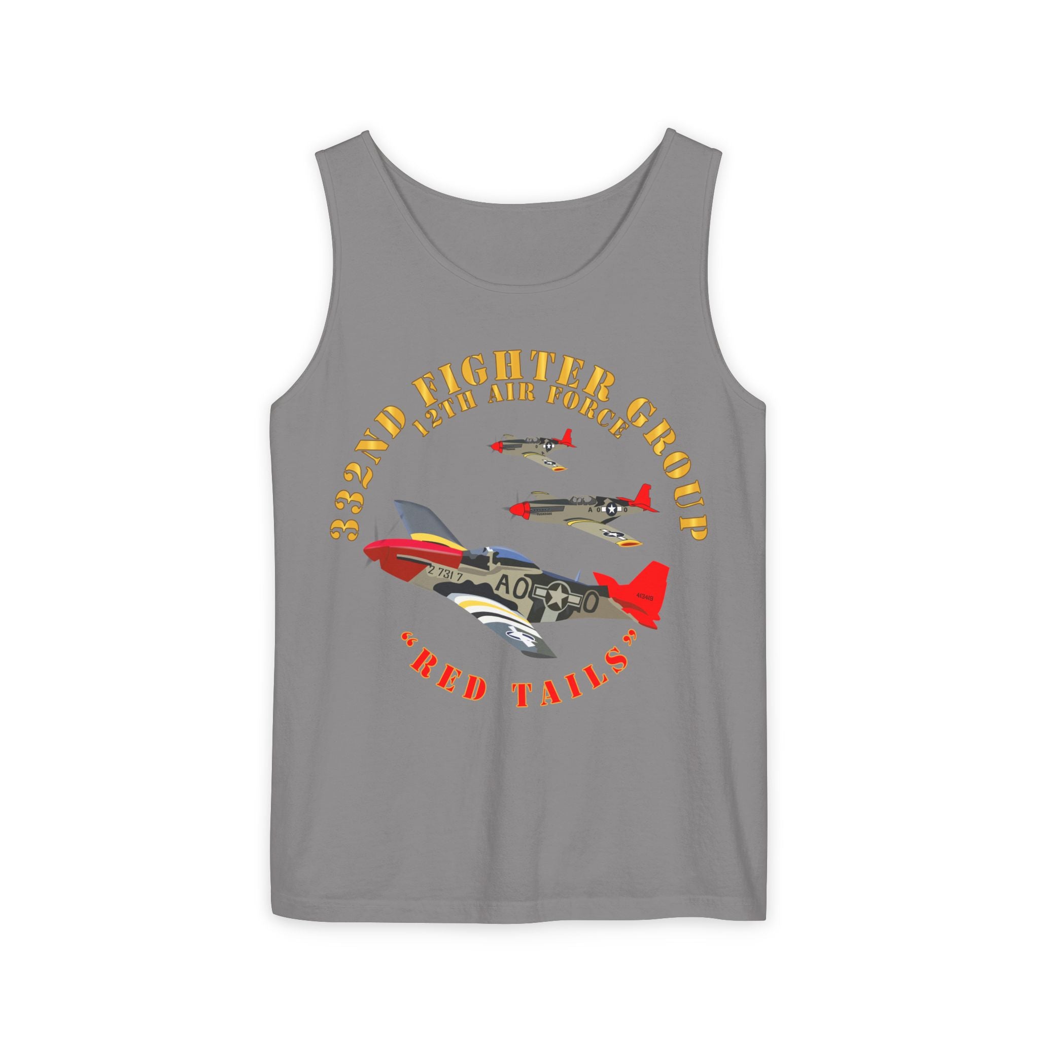 Unisex Garment-Dyed Tank Top - Army - AAC - 332nd Fighter Group - 12th AF - Red Tails