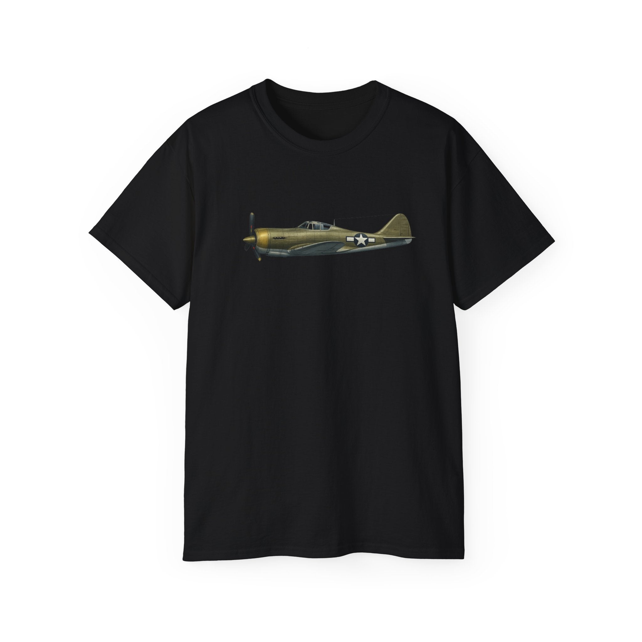 Unisex Ultra Cotton Tee - WWII - Fighter Aircraft - P-36 Hawk - Profile - Left - Inflight