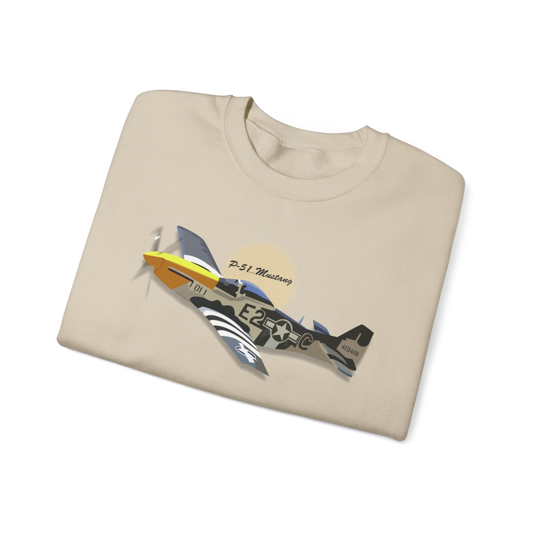 Crewneck Sweatshirt - Army Air Corps P-51 Mustang wo AAC X 300