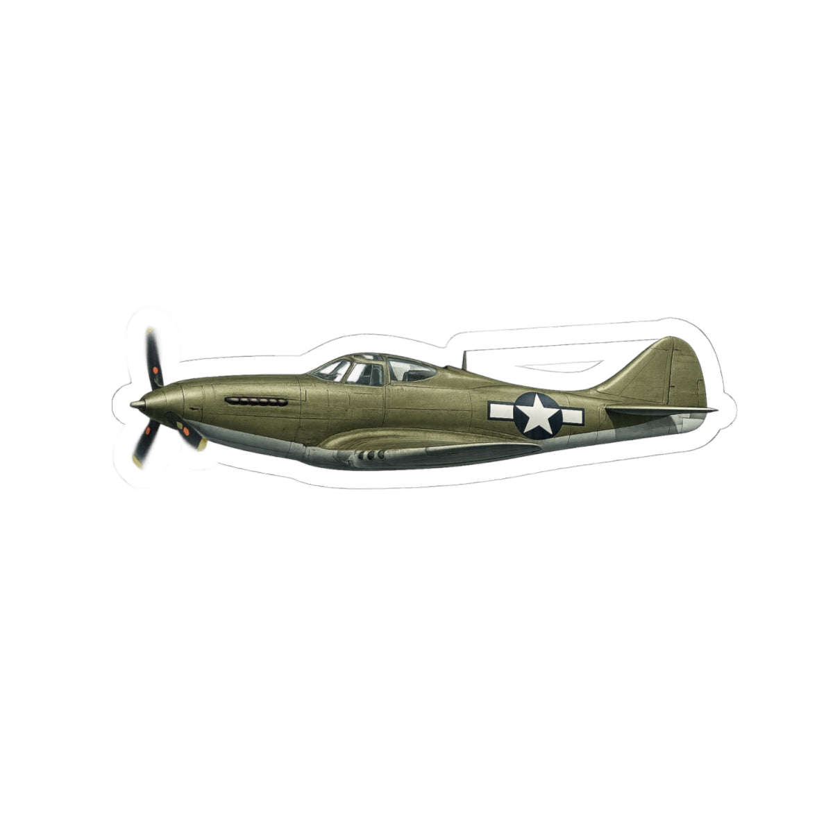 Kiss-Cut Stickers - WWII - Fighter Aircraft - P-63 Kingcobra - Profile - Left - In-Flight