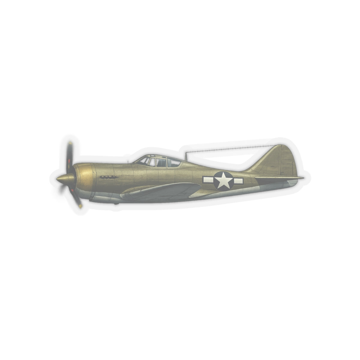 Kiss-Cut Stickers - WWII - Fighter Aircraft - P-36 Hawk - Profile - Left - Inflight