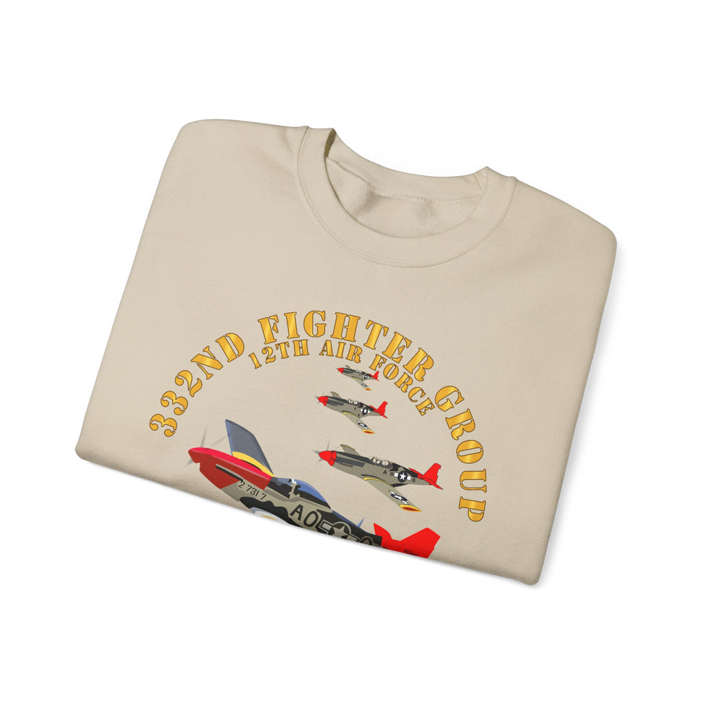 Crewneck Sweatshirt - Army - AAC - 332nd Fighter Group - 12th AF - Red Tails v1