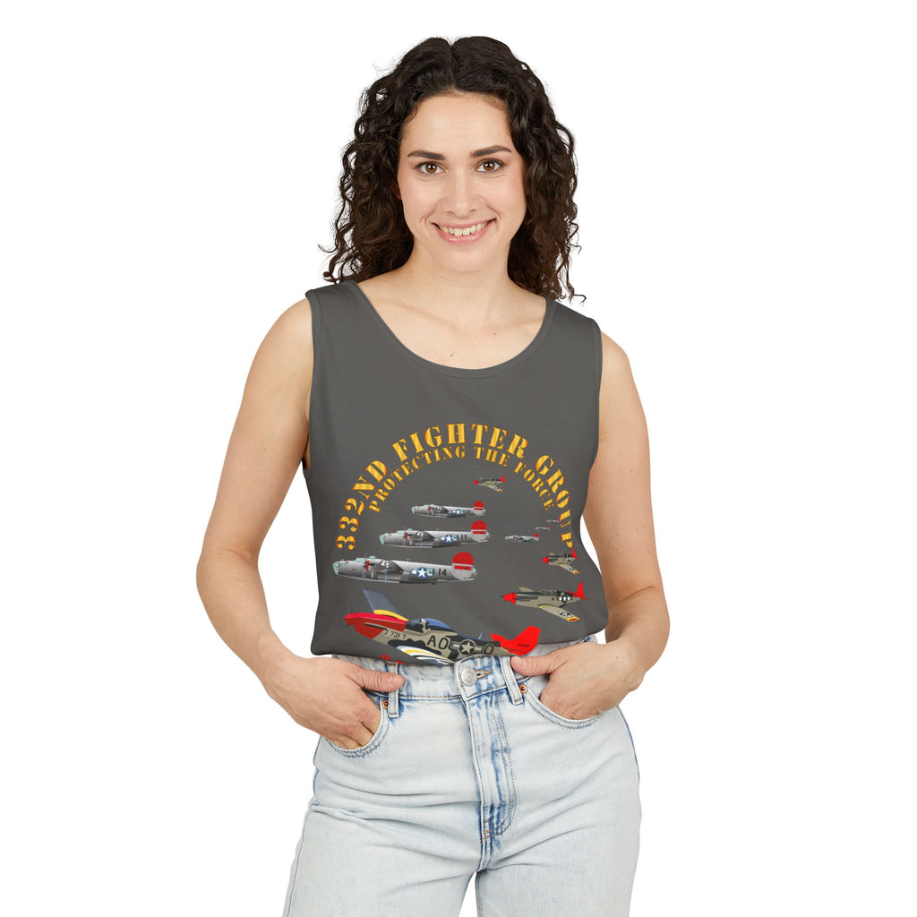 Unisex Garment-Dyed Tank Top - Army - AAC - 332nd Fighter Group - Red Tails - Protect Force