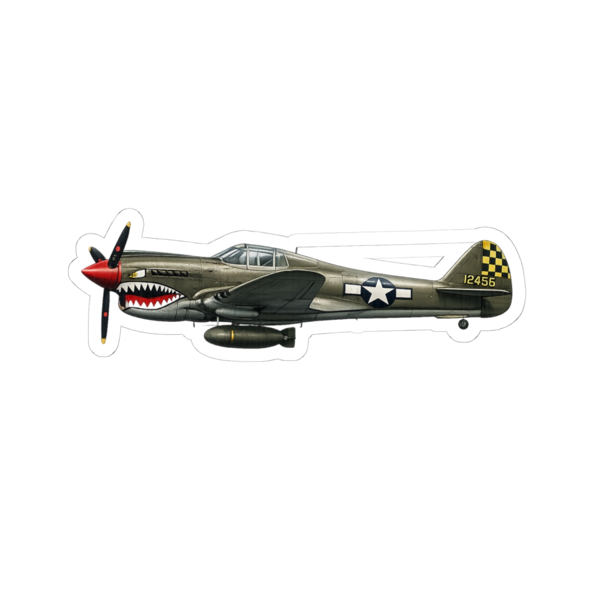 Kiss-Cut Stickers - WWII - Fighter Aircraft - P-40 Warhawk - Profile - Left