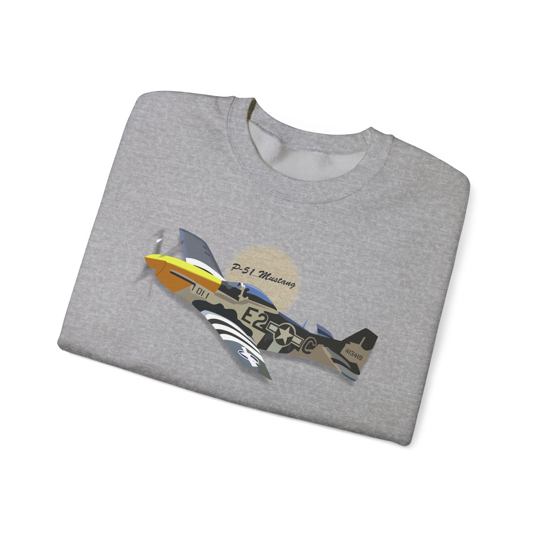 Crewneck Sweatshirt - Army Air Corps P-51 Mustang wo AAC X 300