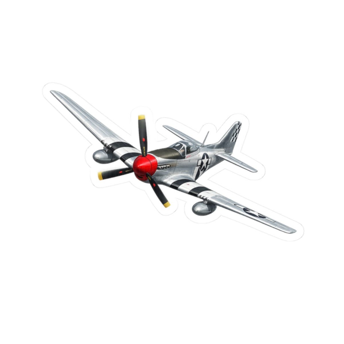 Kiss-Cut Stickers - WWII - Fighter Aircraft - P- 51 Mustang - Profile - Banking Turn