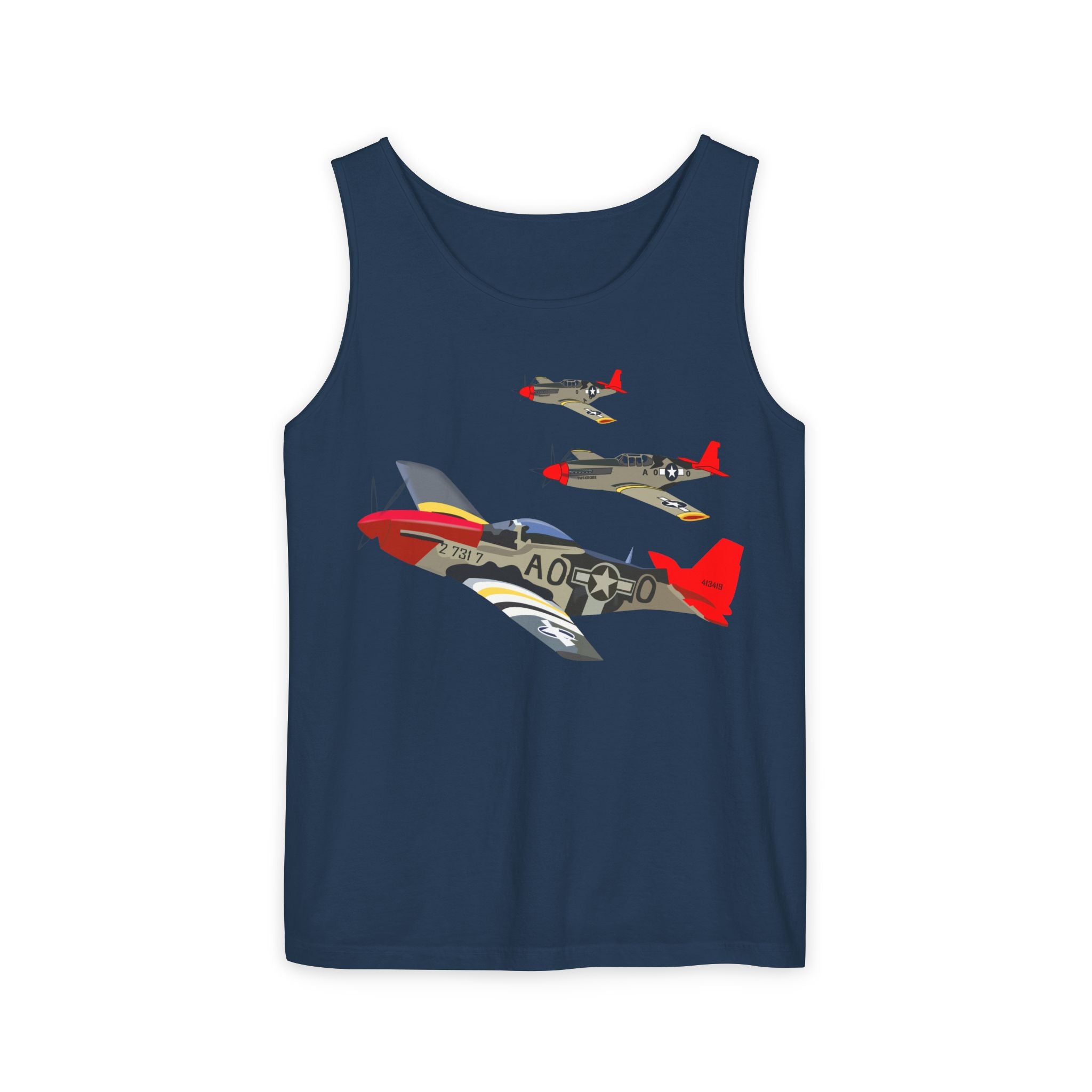 Unisex Garment-Dyed Tank Top - Army - AAC - 332nd Fighter Group - 12th AF - Red Tails wo Txt