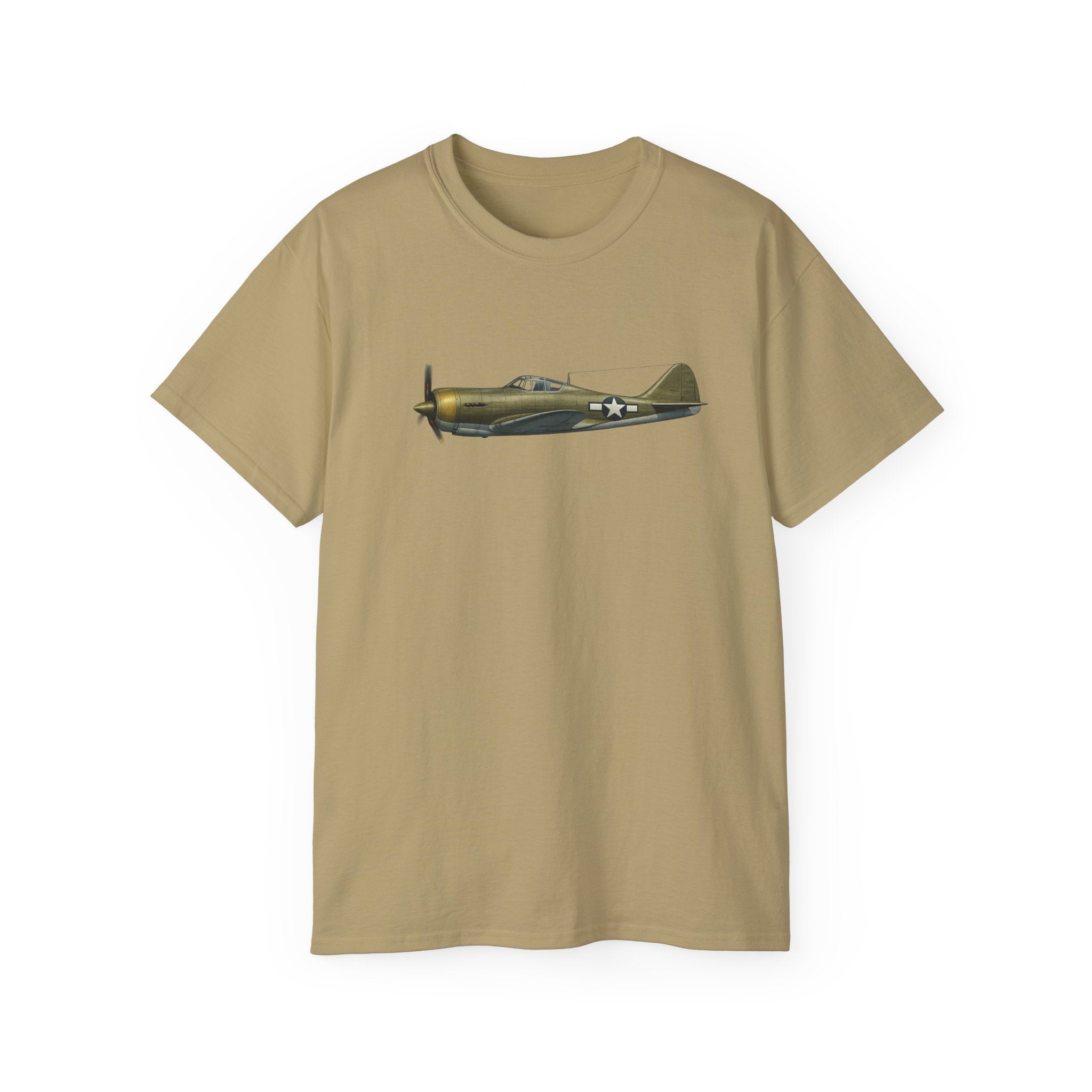 Unisex Ultra Cotton Tee - WWII - Fighter Aircraft - P-36 Hawk - Profile - Left - Inflight