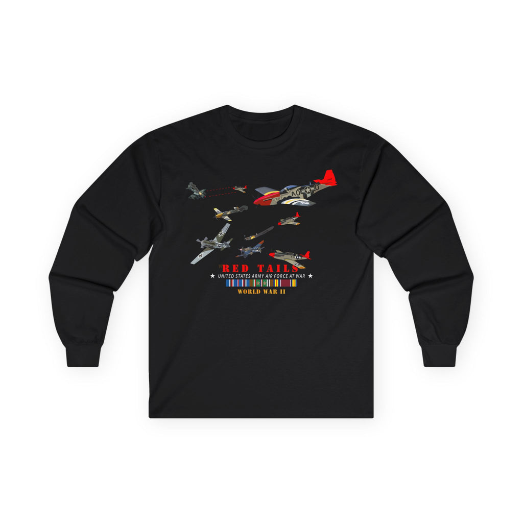 Unisex Long Sleeve Tee - Army - AAC - 332nd Fighter Group - Red Tails - At War