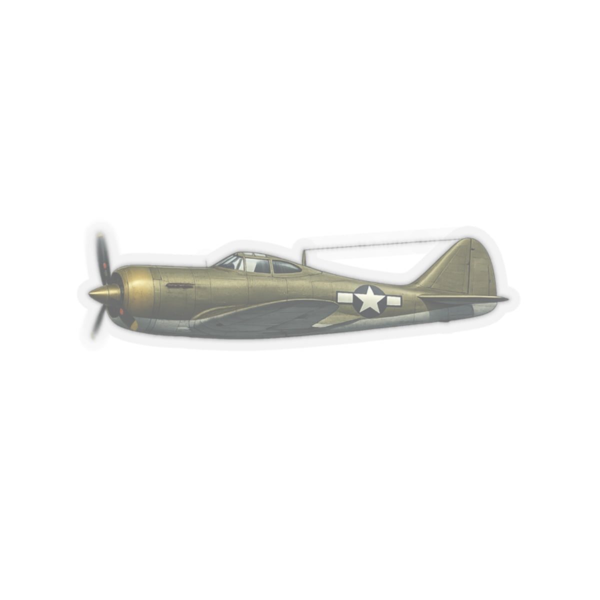 Kiss-Cut Stickers - WWII - Fighter Aircraft - P-43 Lancer - Profile - Left - Inflight