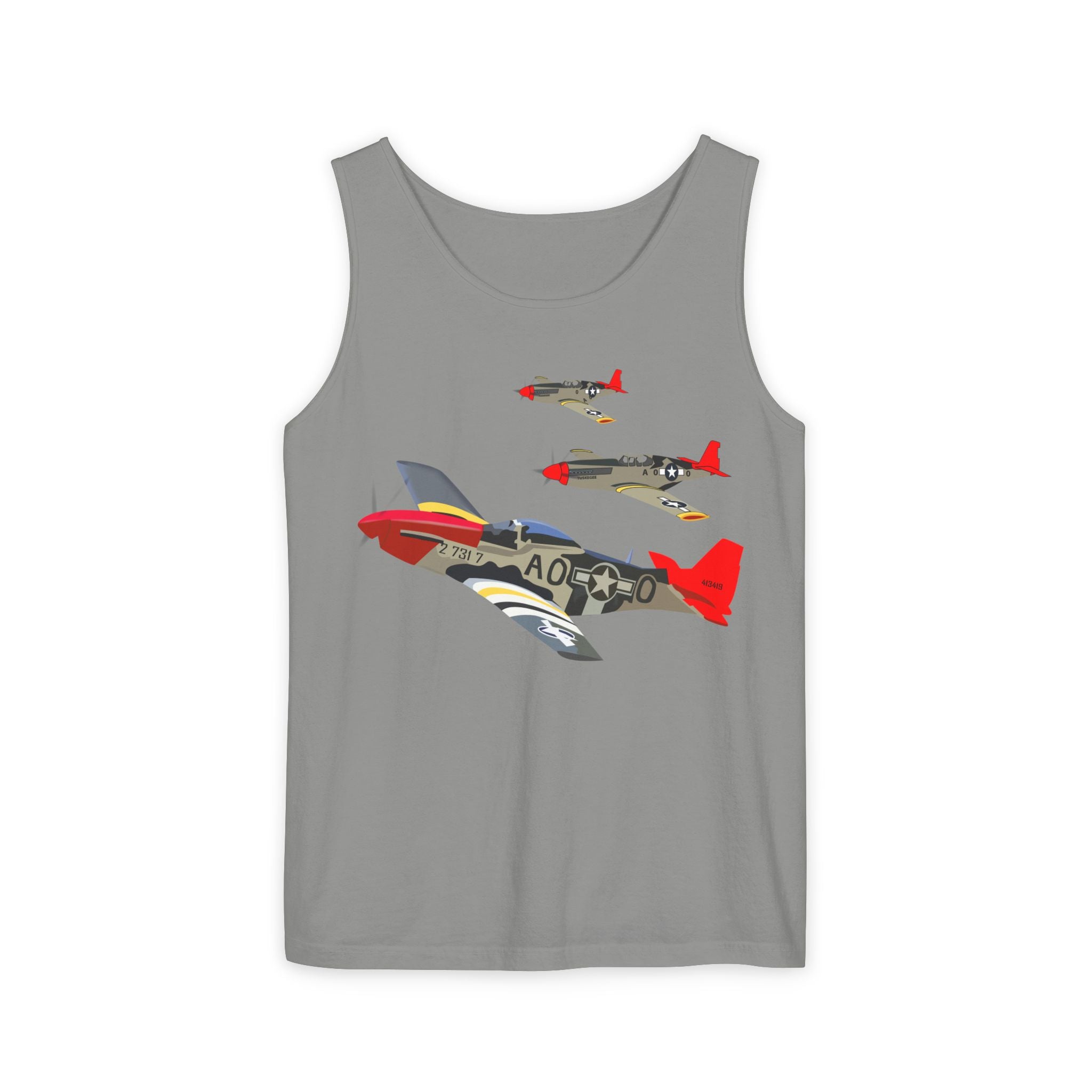 Unisex Garment-Dyed Tank Top - Army - AAC - 332nd Fighter Group - 12th AF - Red Tails wo Txt