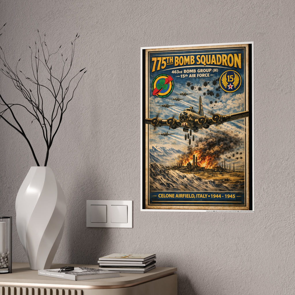 775th Bomb Squadron Vintage Air Force Tribute Poster Print - Gloss Poster - Celone Airfield