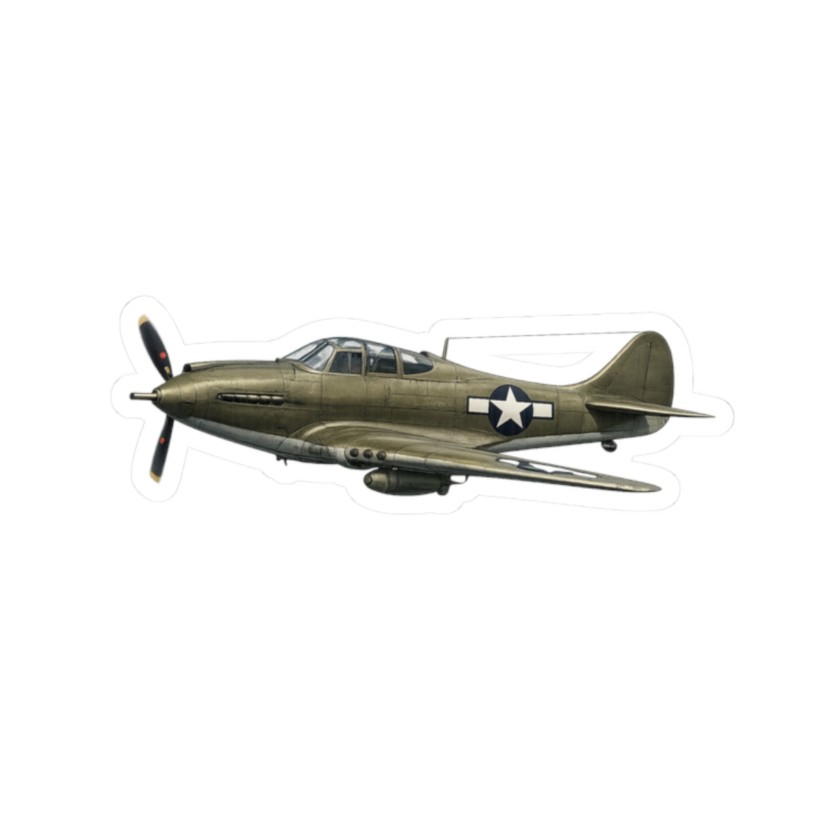 Kiss-Cut Stickers - WWII - Fighter Aircraft - P-39 Airacobra - Profile - Left