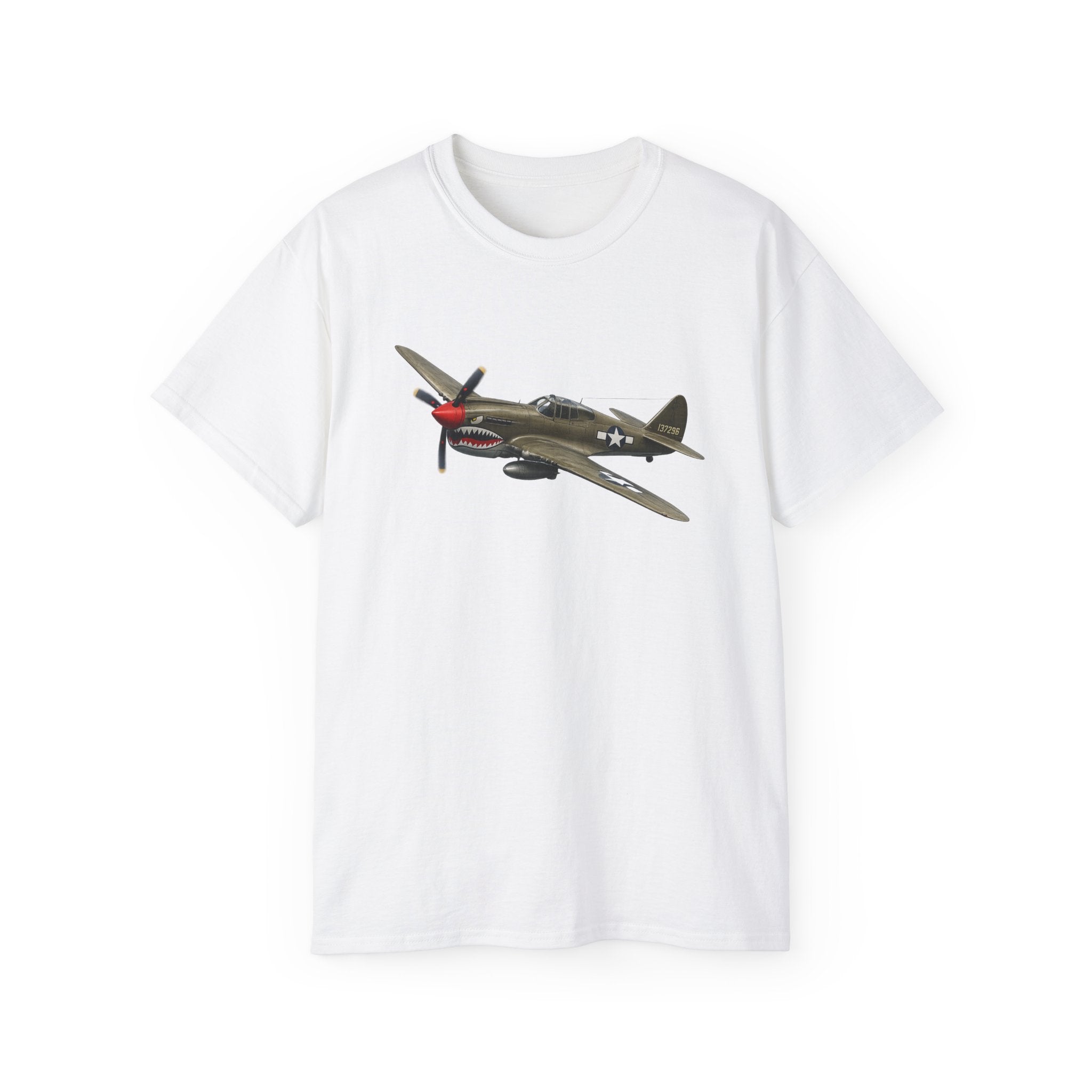 Unisex Ultra Cotton Tee - WWII - Fighter Aircraft - P-40 Warhawk - Profile - Banking Turn