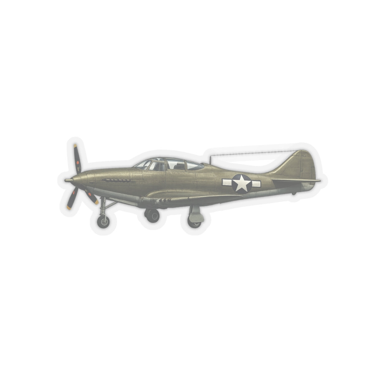 Kiss-Cut Stickers - WWII - Fighter Aircraft - P-63 Kingcobra - Profile - Left