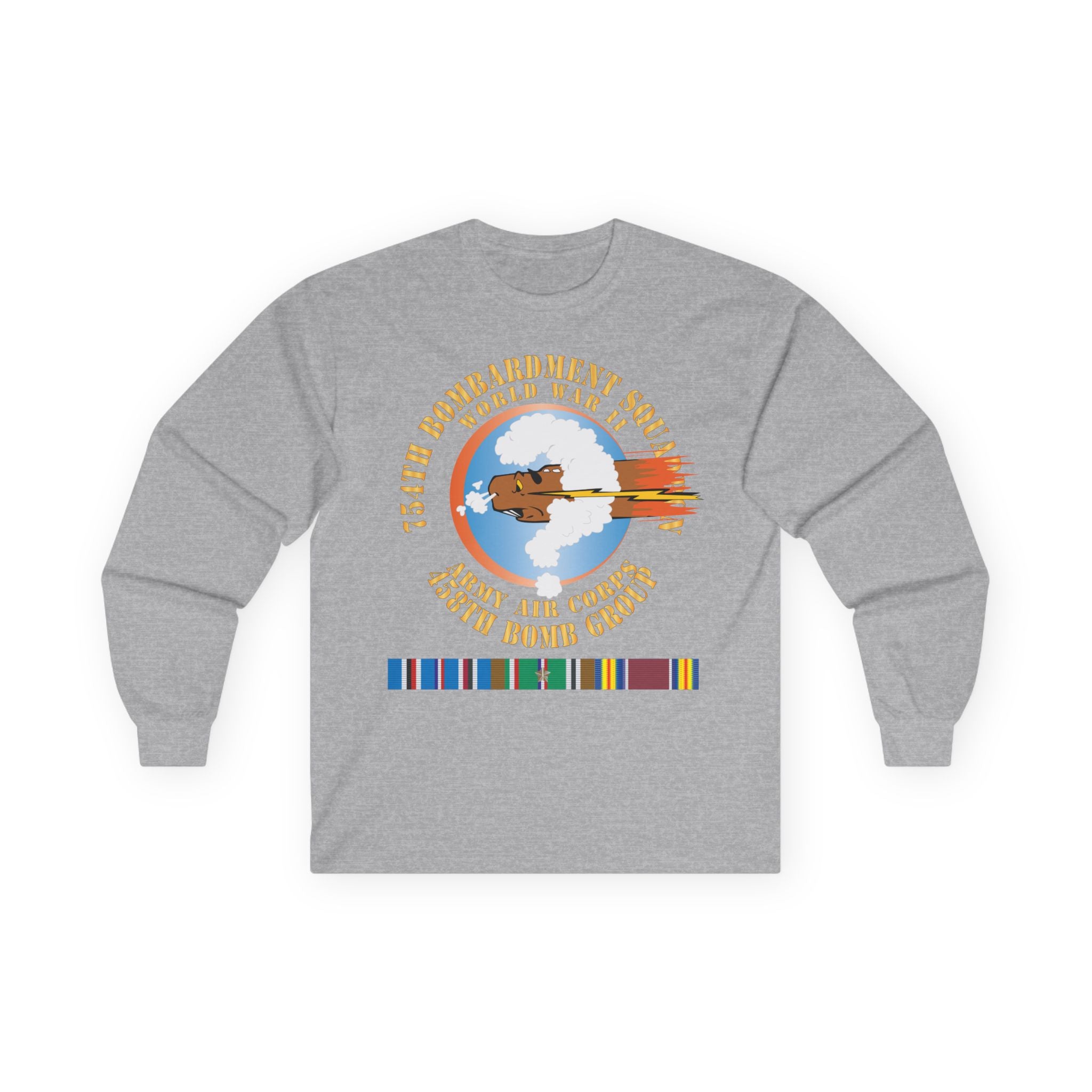 Unisex Long Sleeve Tee - AAC - 754th Bombardment Squadron - 458th Bomb Group - WWII w EUR SVC X 300