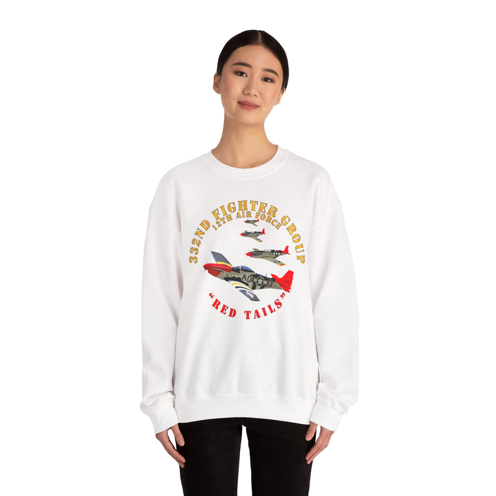 Crewneck Sweatshirt - Army - AAC - 332nd Fighter Group - 12th AF - Red Tails v1