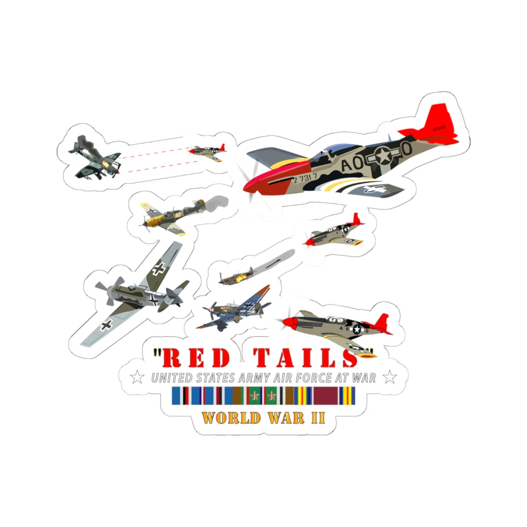 Kiss-Cut Stickers - Army - AAC - 332nd Fighter Group - Red Tails - At War